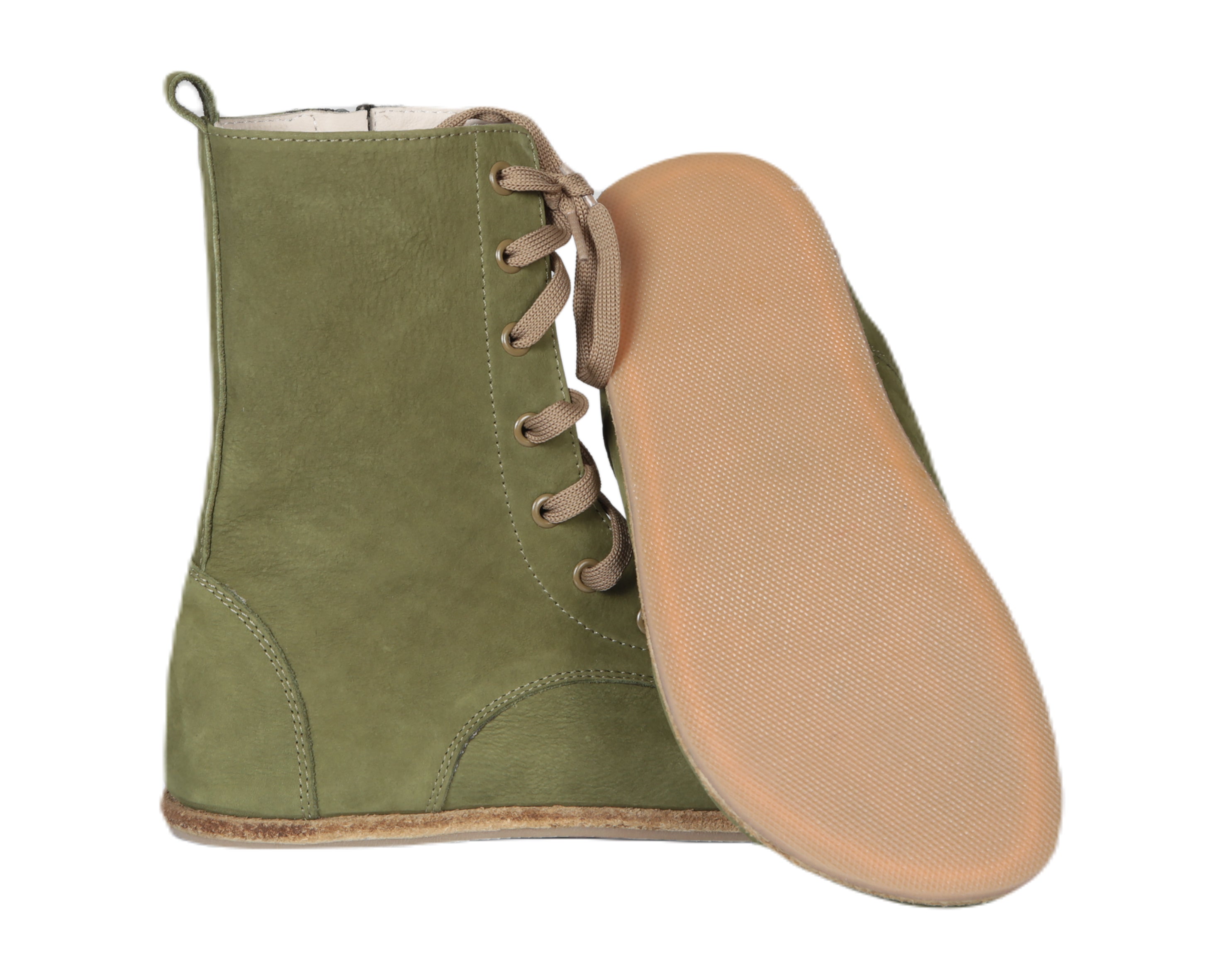 Green Long Boots Wide Barefoot Nubuck Leather Handmade Shoes