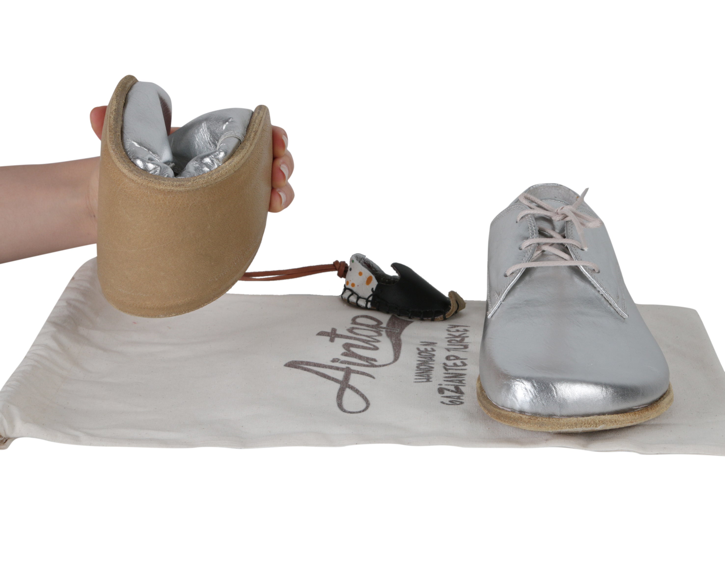 Silver Oxford Wide Barefoot Smooth Leather Handmade Classic Shoes 