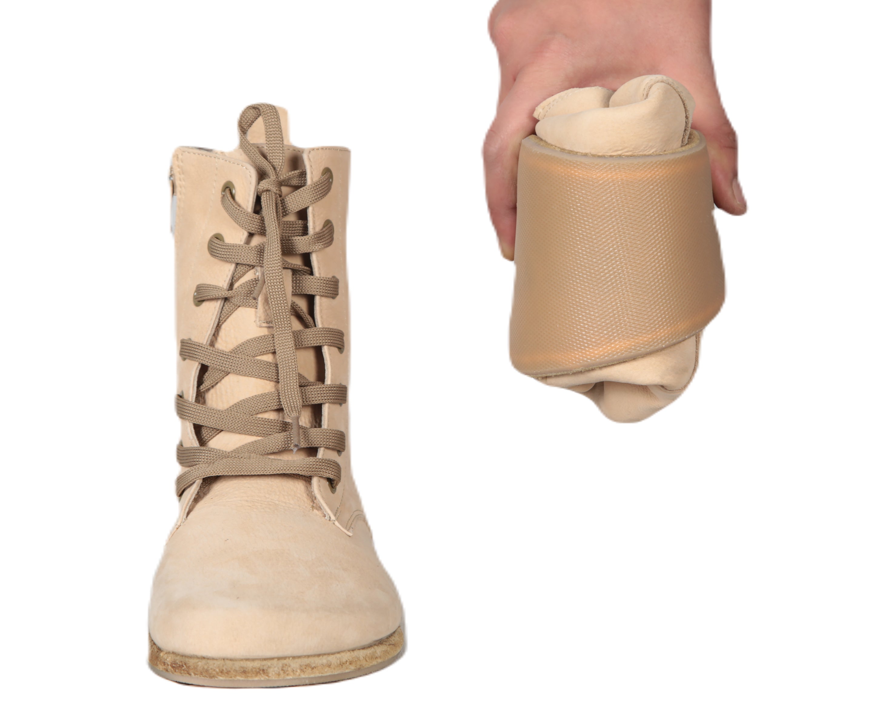 Cream Long Boots Wide Barefoot Nubuck Leather Handmade Shoes 