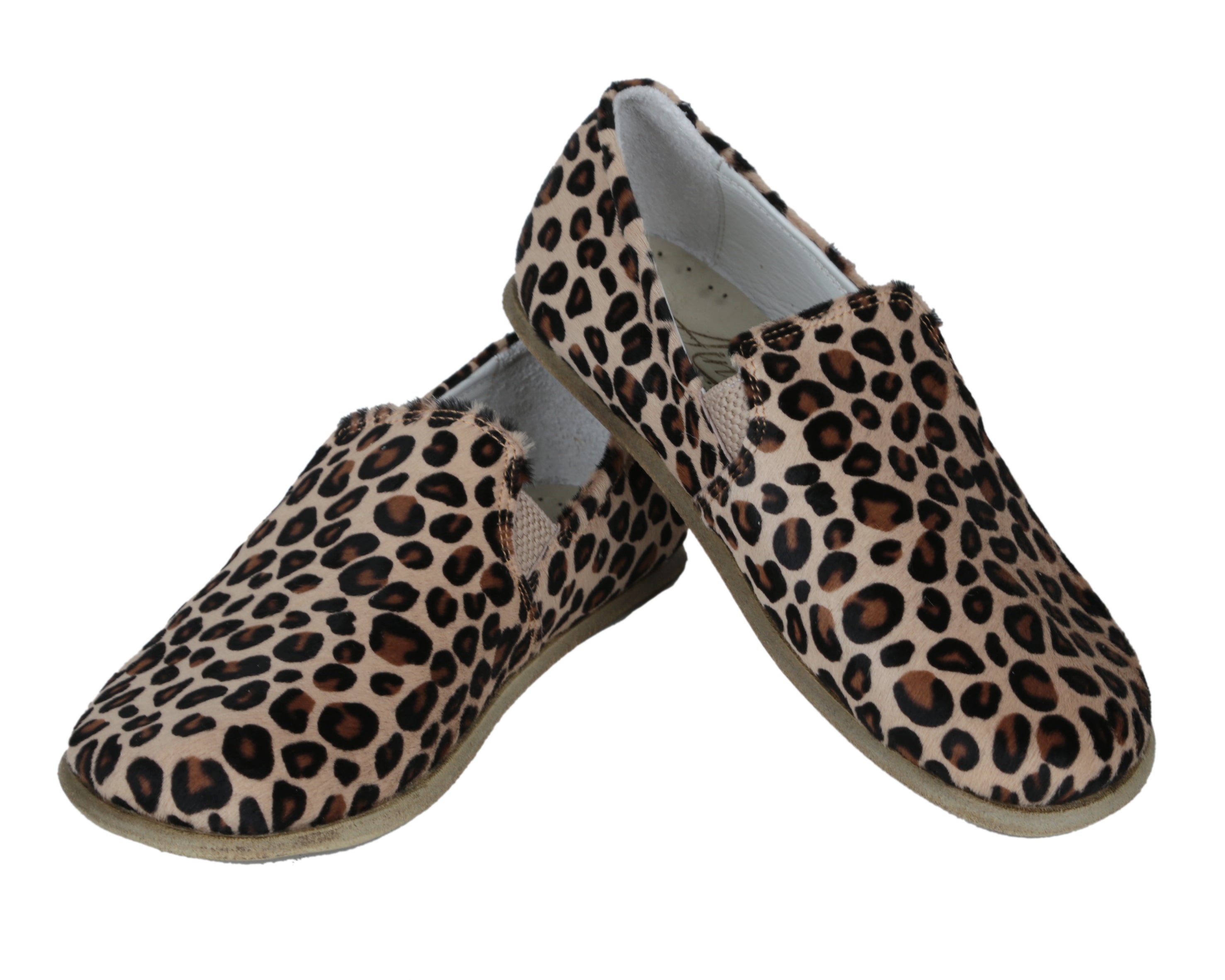 Leopard Slip-On Wide Barefoot Smooth Leather Handmade Classic Shoes 