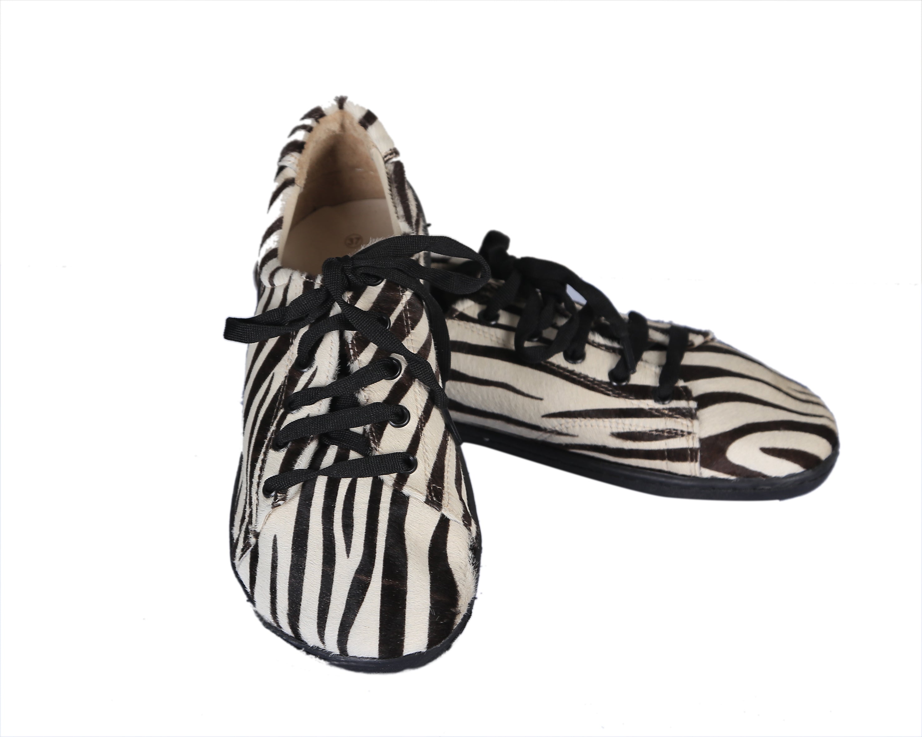 Zebra SNEAKER Wide Barefoot Shoes Smooth Leather Handmade 6mm Rubber Outsole 