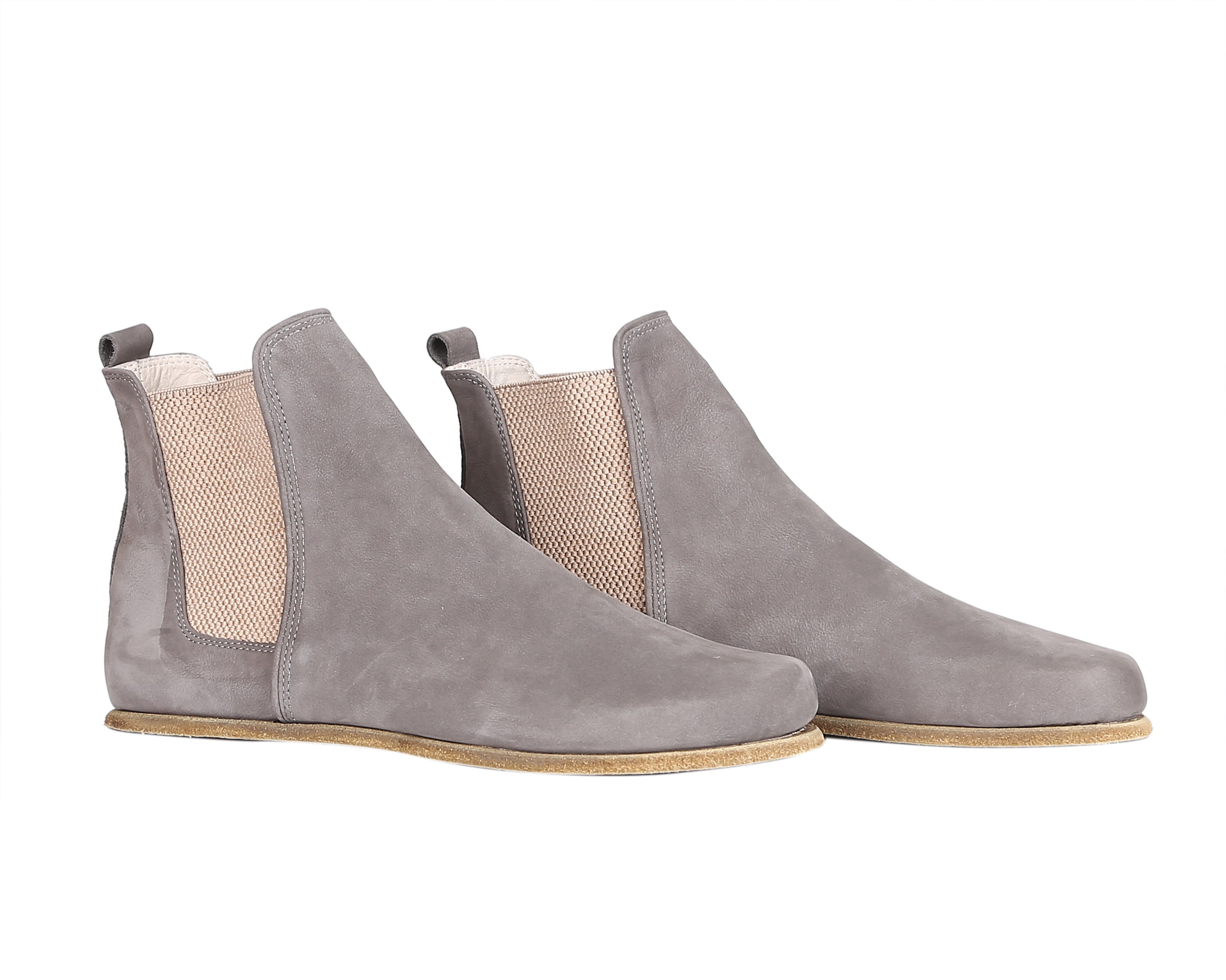 Gray Chelsea Boots Wide Barefoot Nubuck Leather Handmade Shoes 