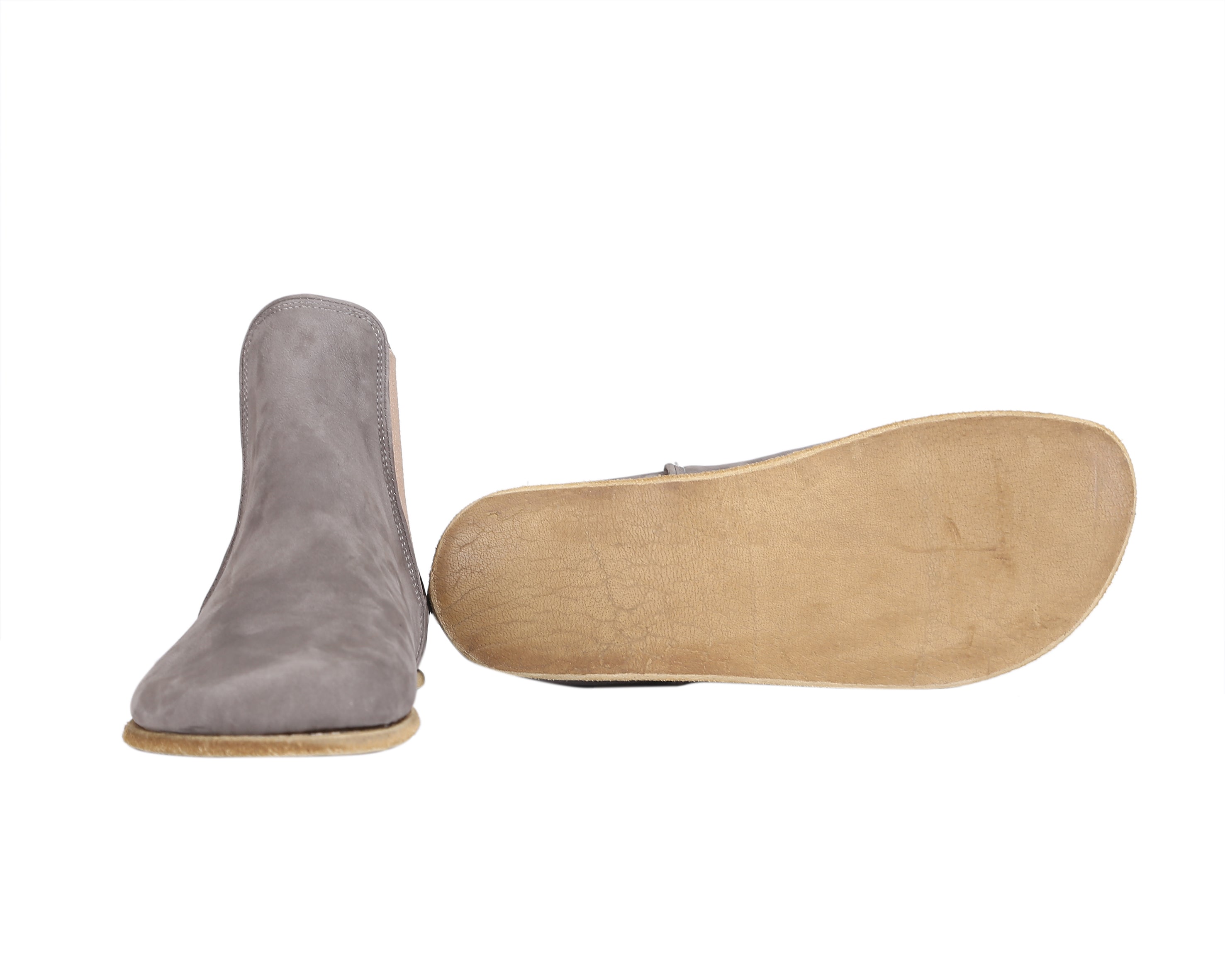 Gray Chelsea Boots Wide Barefoot Nubuck Leather Handmade Shoes 