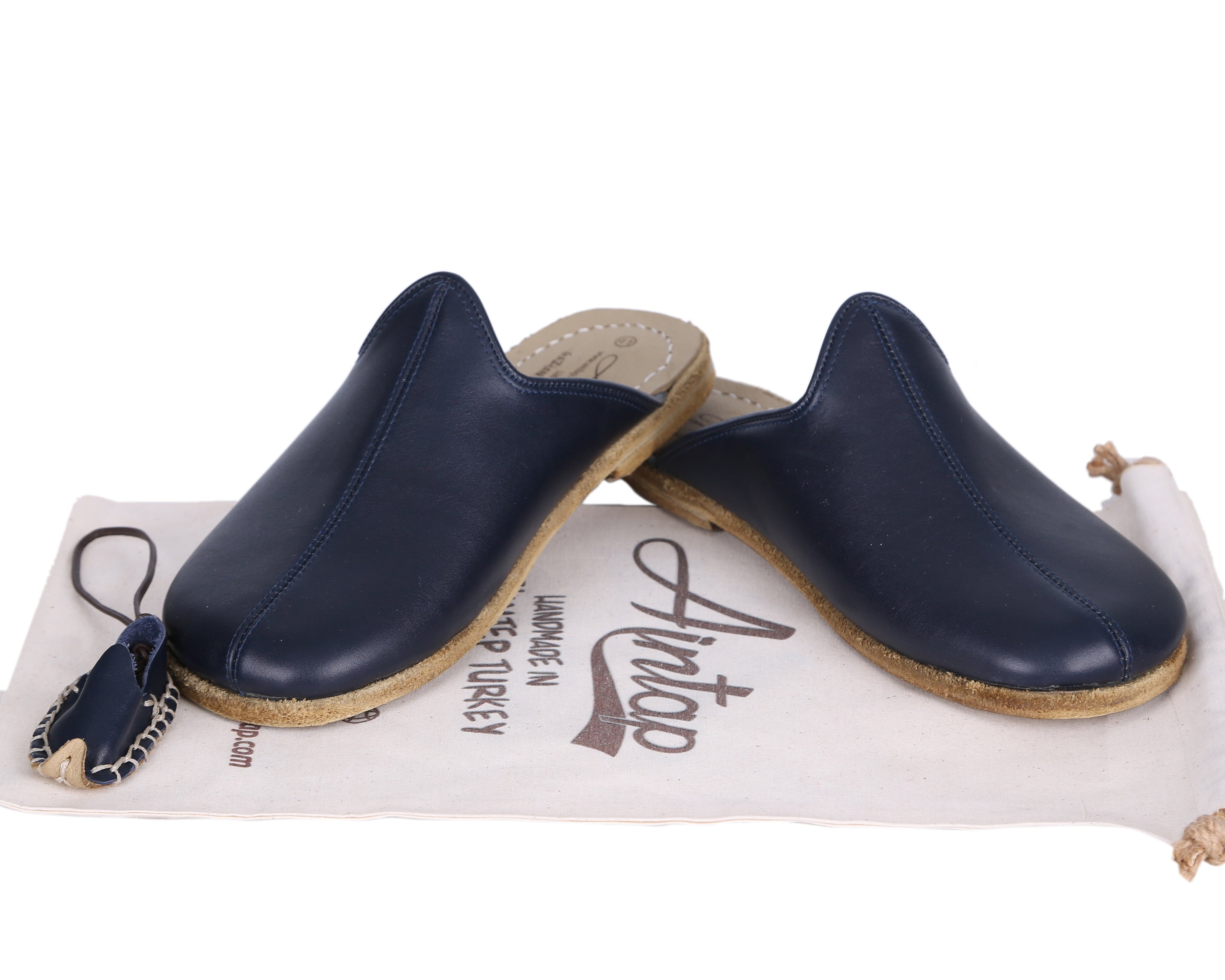 Navy Blue Sandal Wide Barefoot Smooth Leather Handmade