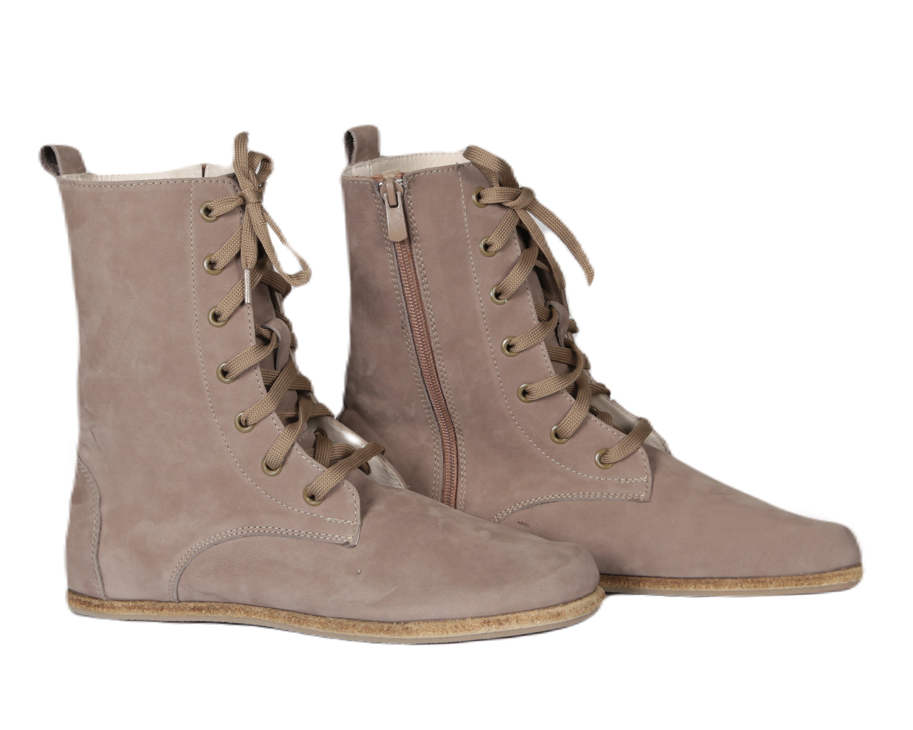 Smoked Long Boots Wide Barefoot Nubuck Leather Handmade Shoes 