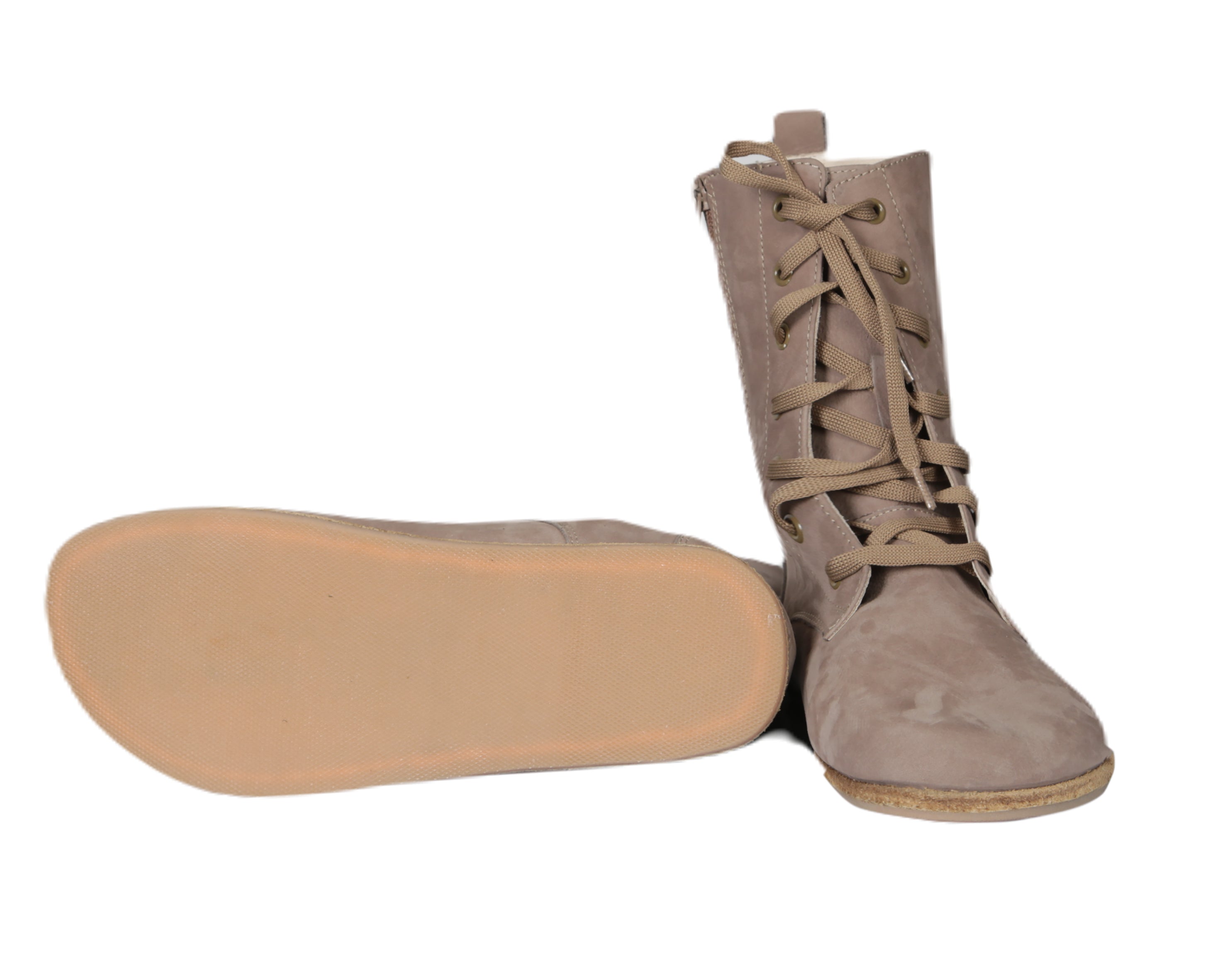 Smoked Long Boots Wide Barefoot Nubuck Leather Handmade Shoes 
