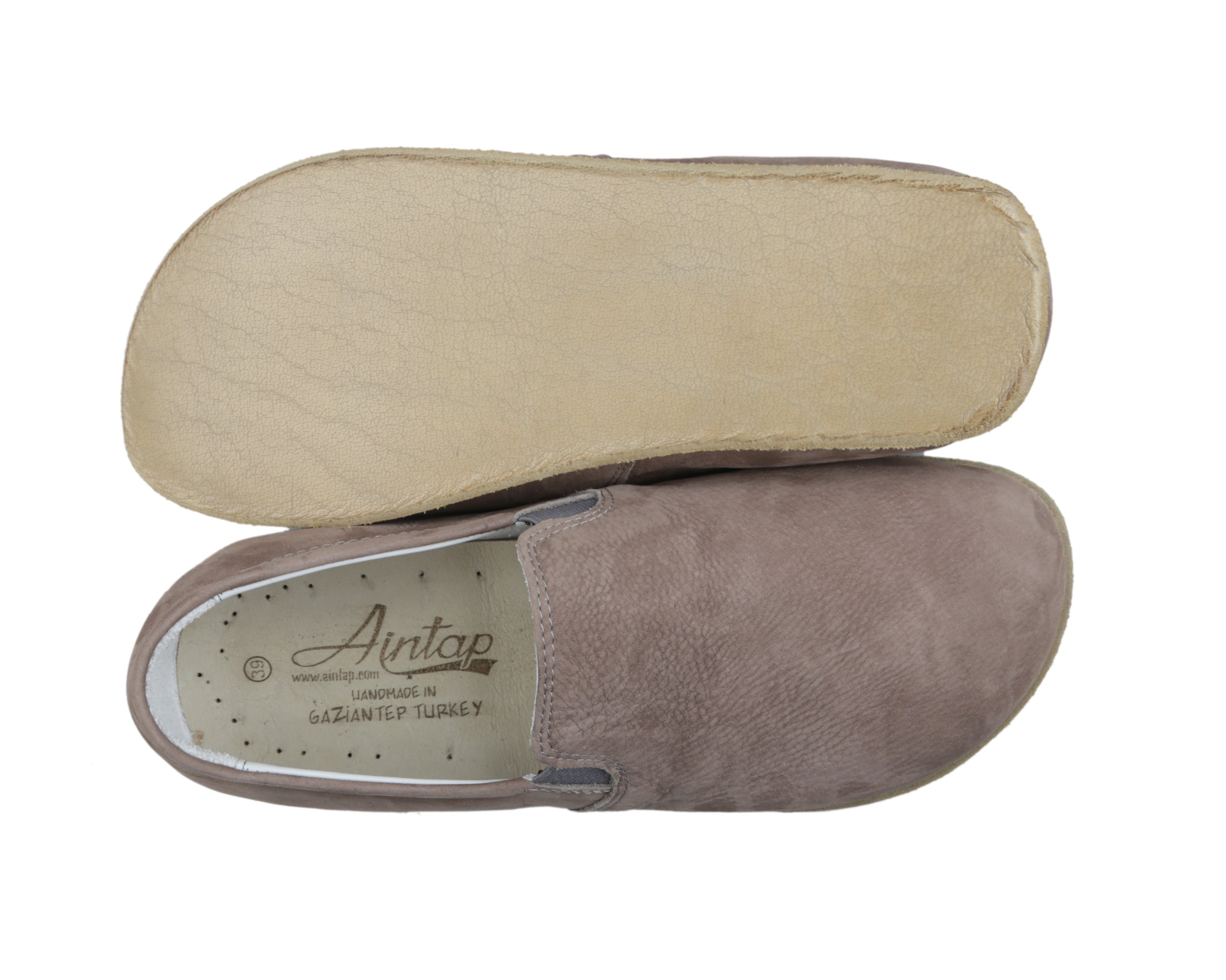 Smoked Slip-On Wide Barefoot Nubuck Leather Handmade Classic Shoes