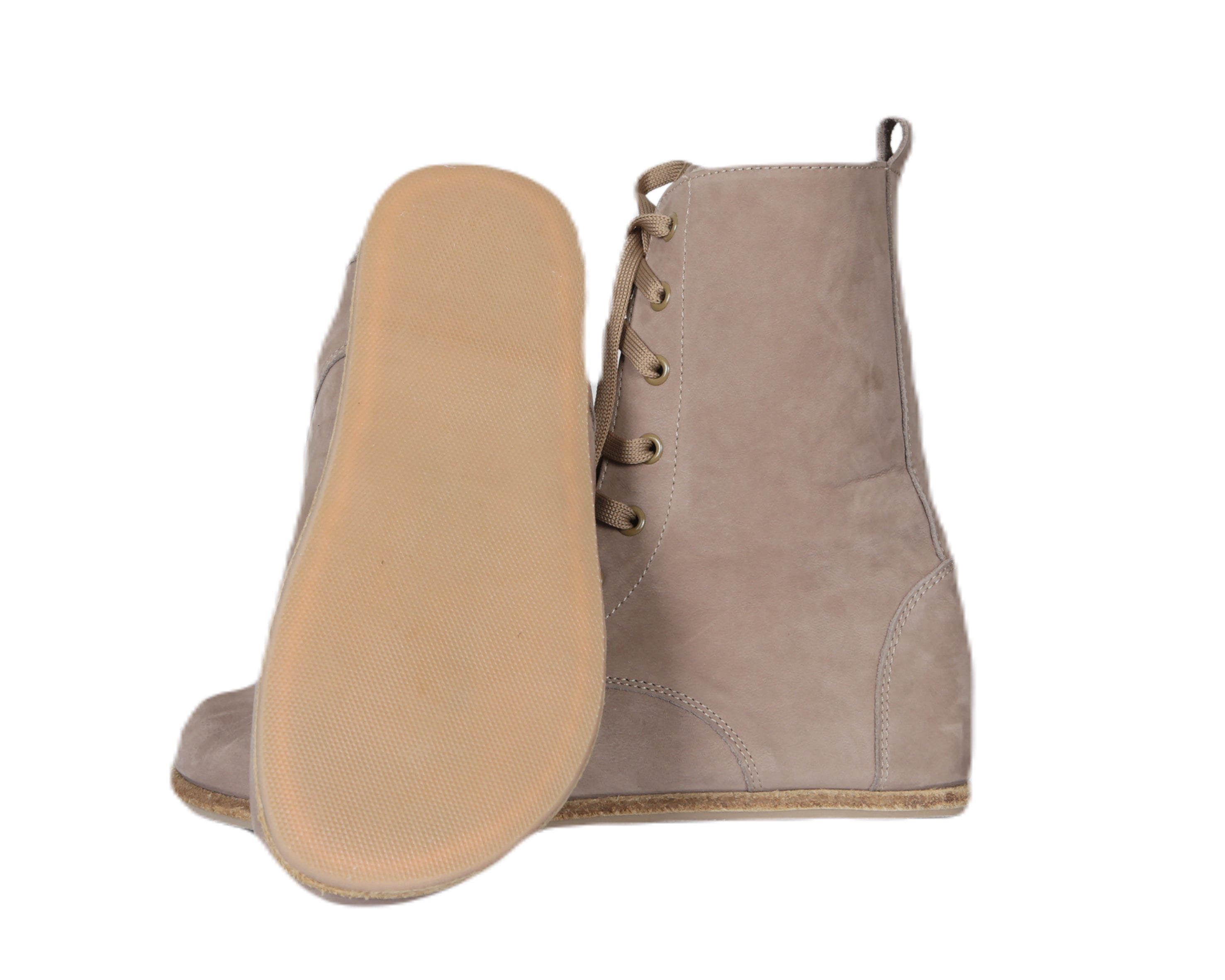 Smoked Long Boots Wide Barefoot Nubuck Leather Handmade Shoes 