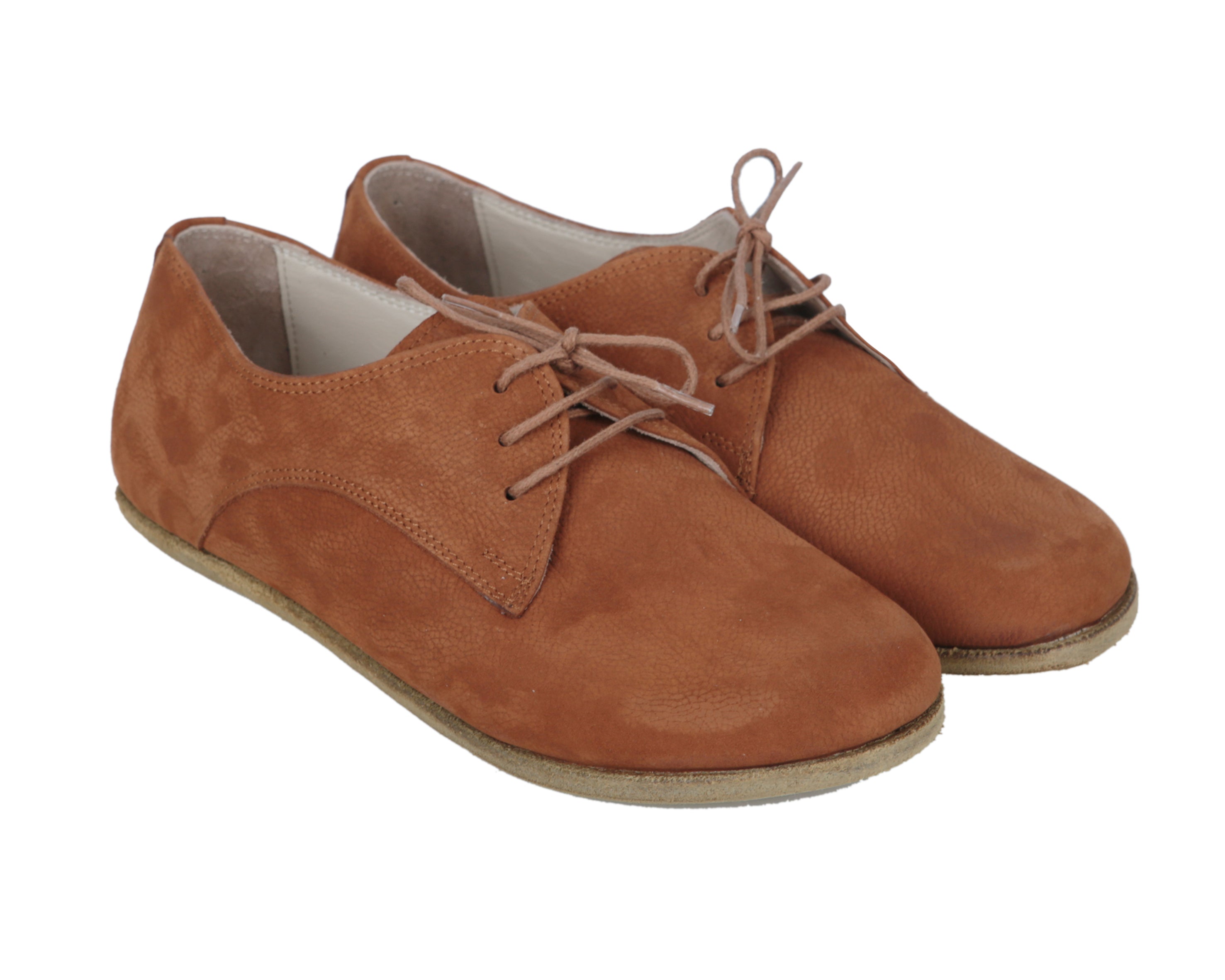 Tan Oxford Wide Barefoot Nubuck Leather Handmade Classic Shoes 