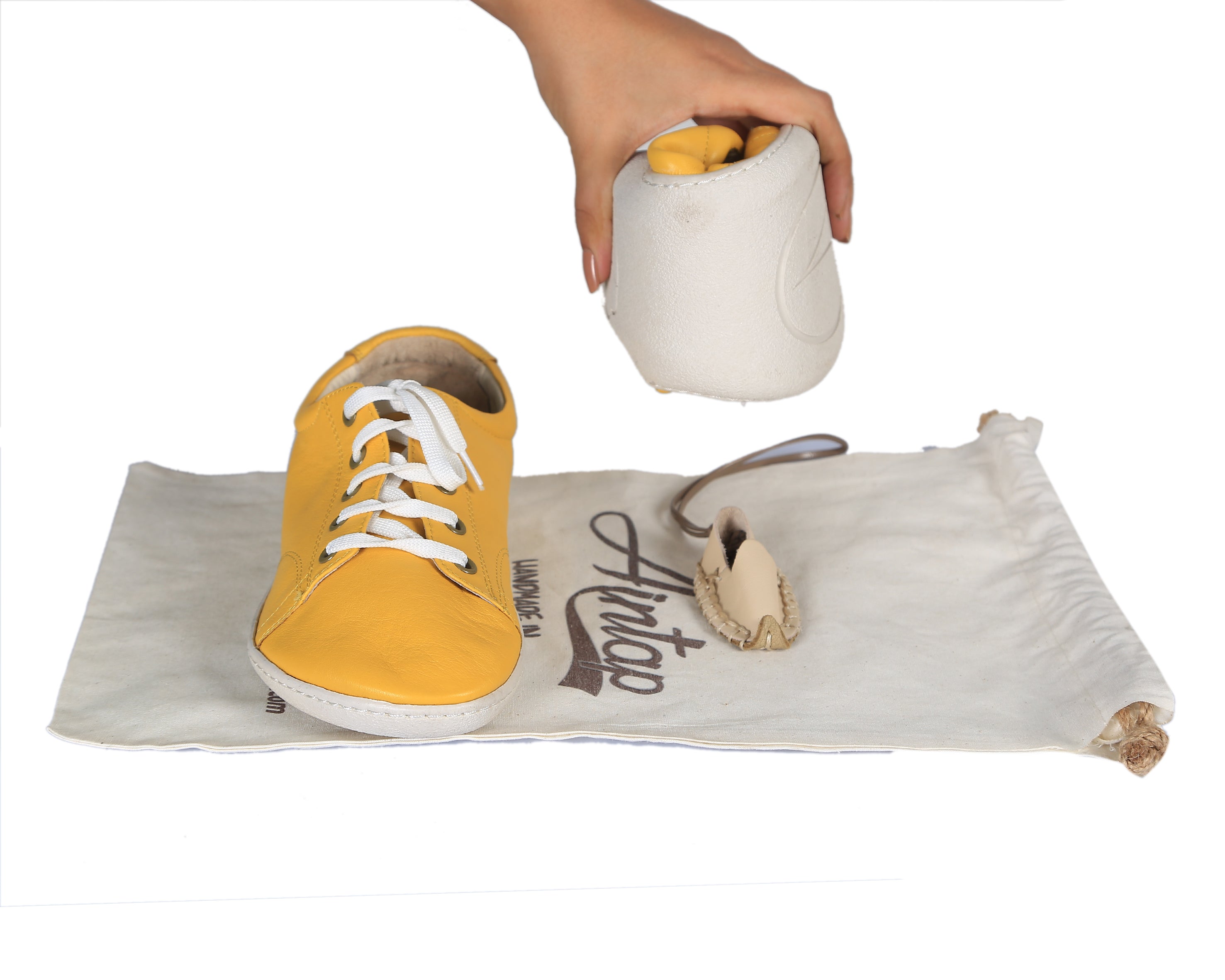 Yellow SNEAKER Wide Barefoot Shoes Smooth Leather Handmade 6mm Rubber Outsole 
