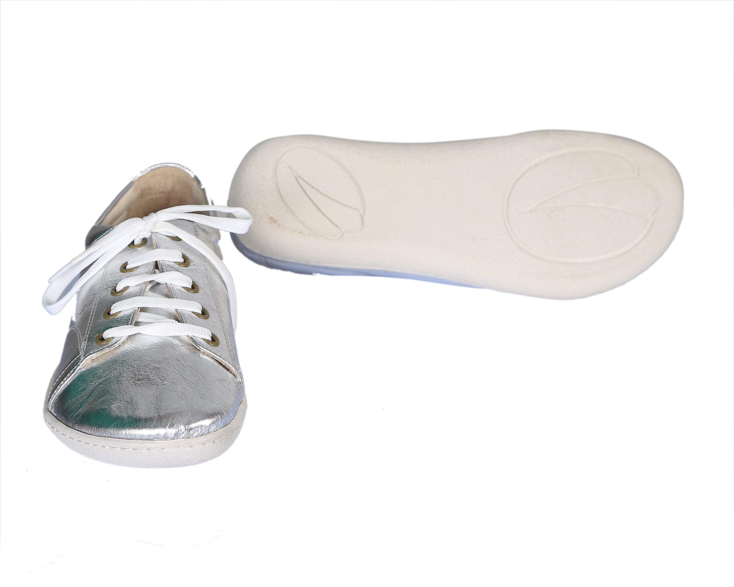 Sılver SNEAKER Wide Barefoot Shoes Smooth Leather Handmade 6mm Rubber Outsole 