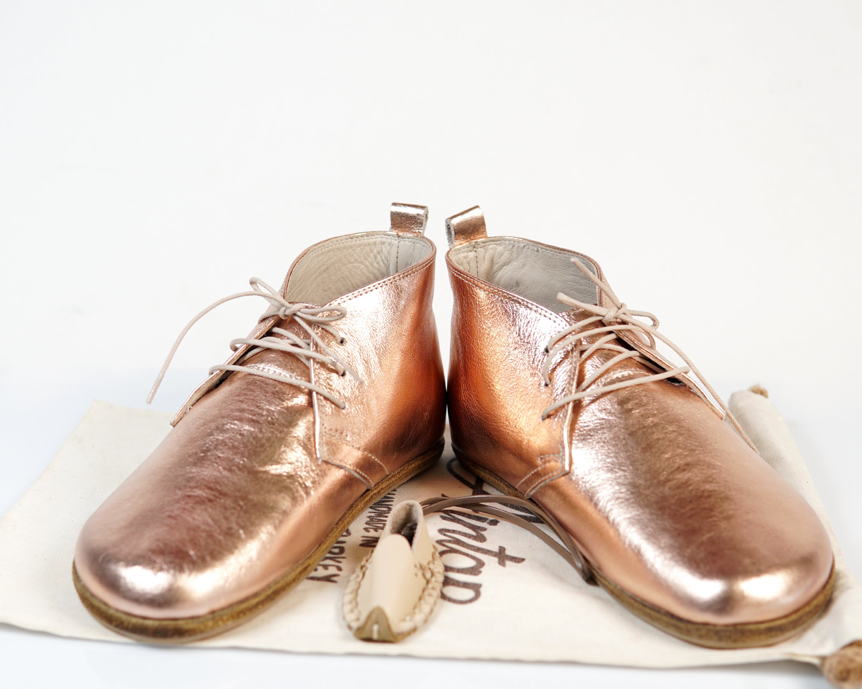 Rose Ankle Boots Wide Barefoot Smooth Leather Handmade Shoes 