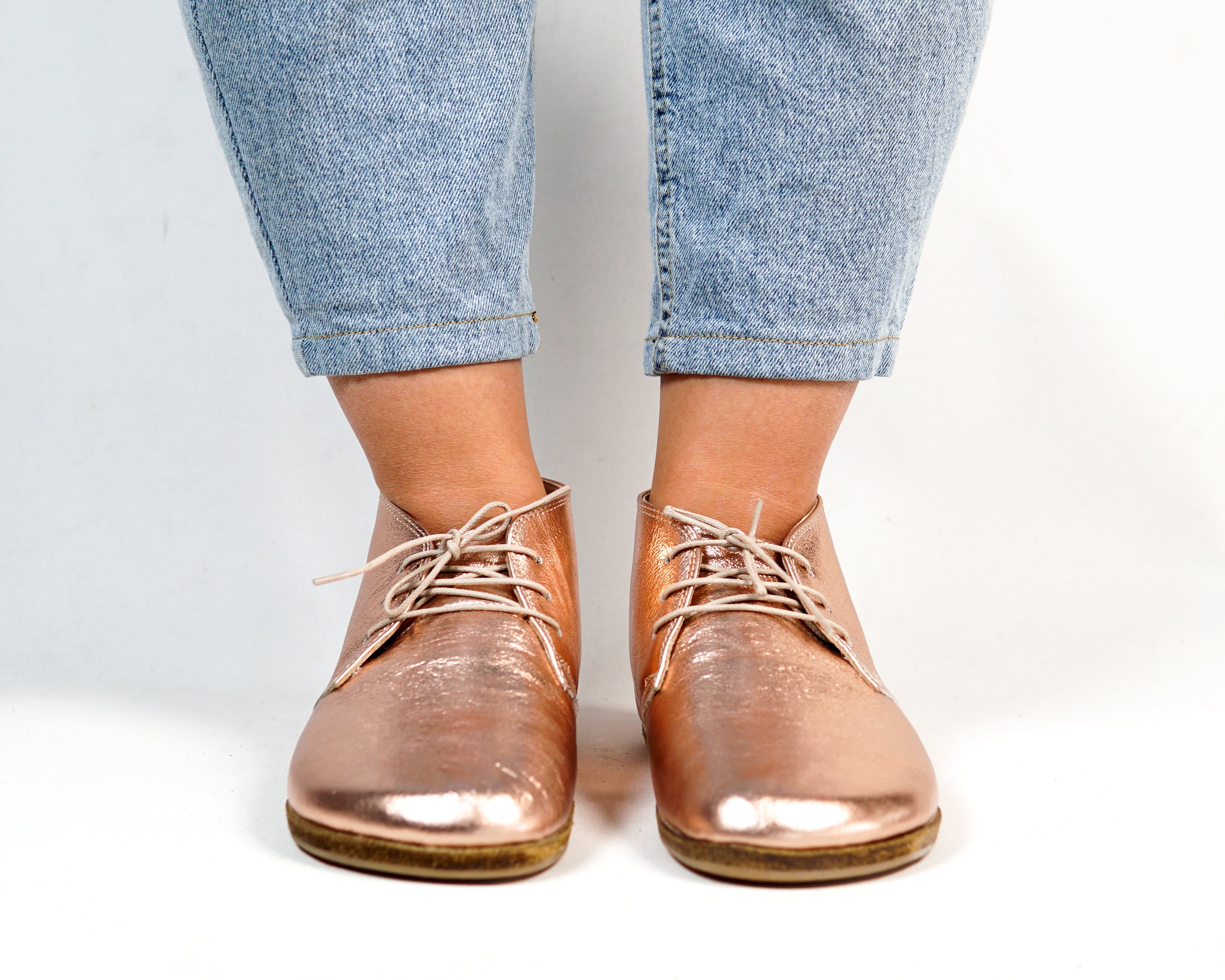 Rose Ankle Boots Wide Barefoot Smooth Leather Handmade Shoes 
