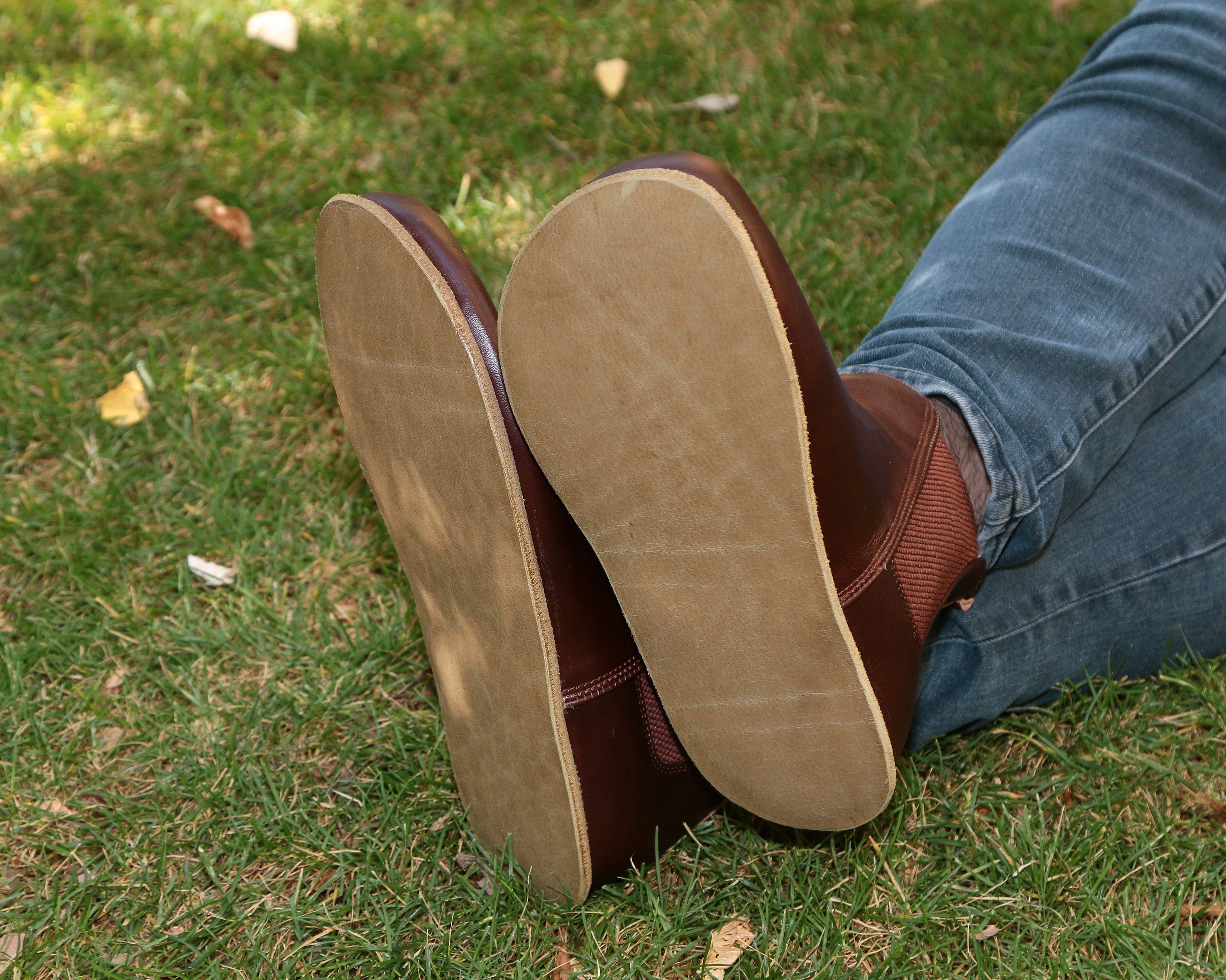 Dark Brown Chelsea Boots Wide Barefoot Smooth Leather Handmade Shoes 