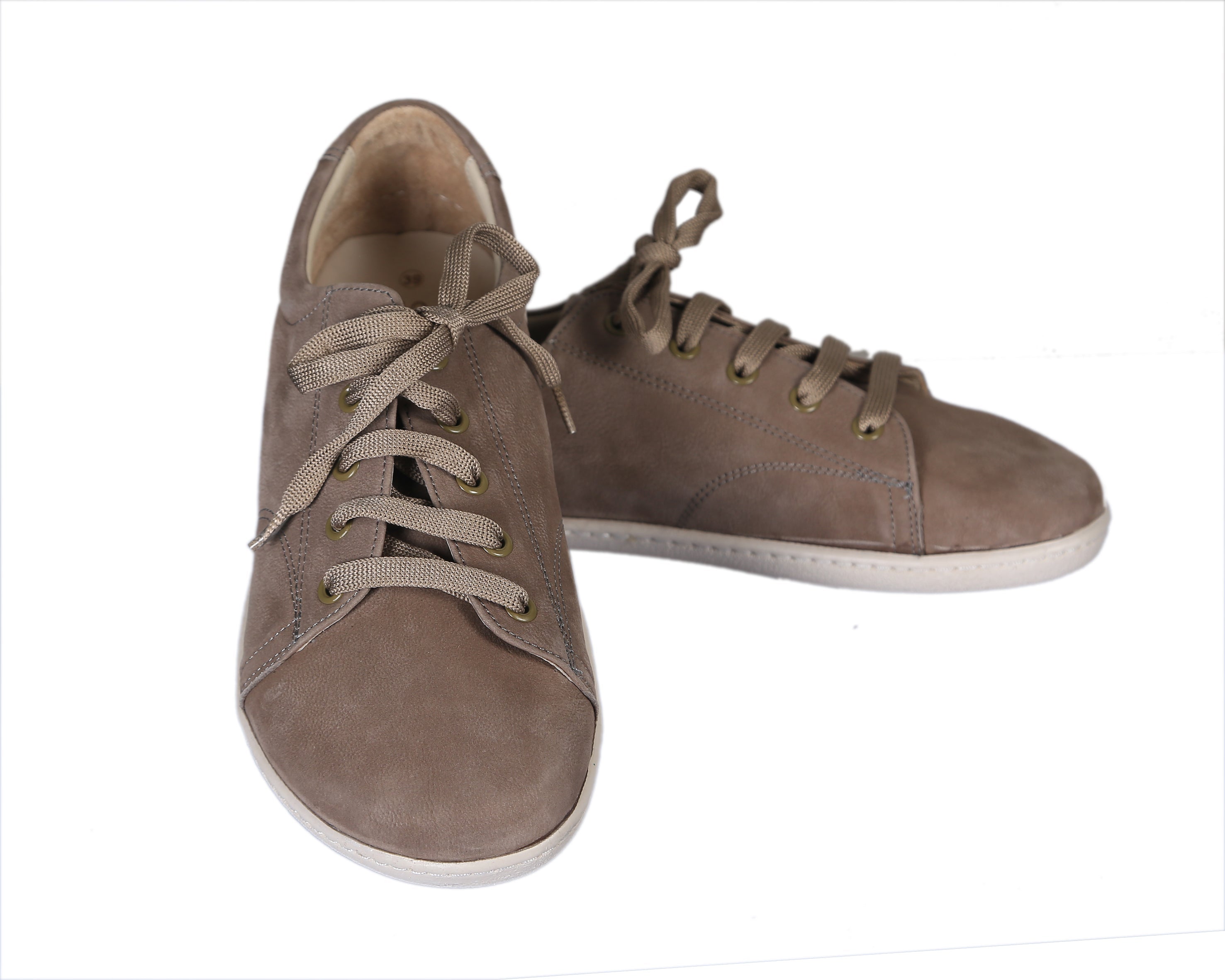 Smoked SNEAKER Wide Barefoot Shoes Nubuck Leather Handmade 6mm Rubber Outsole 