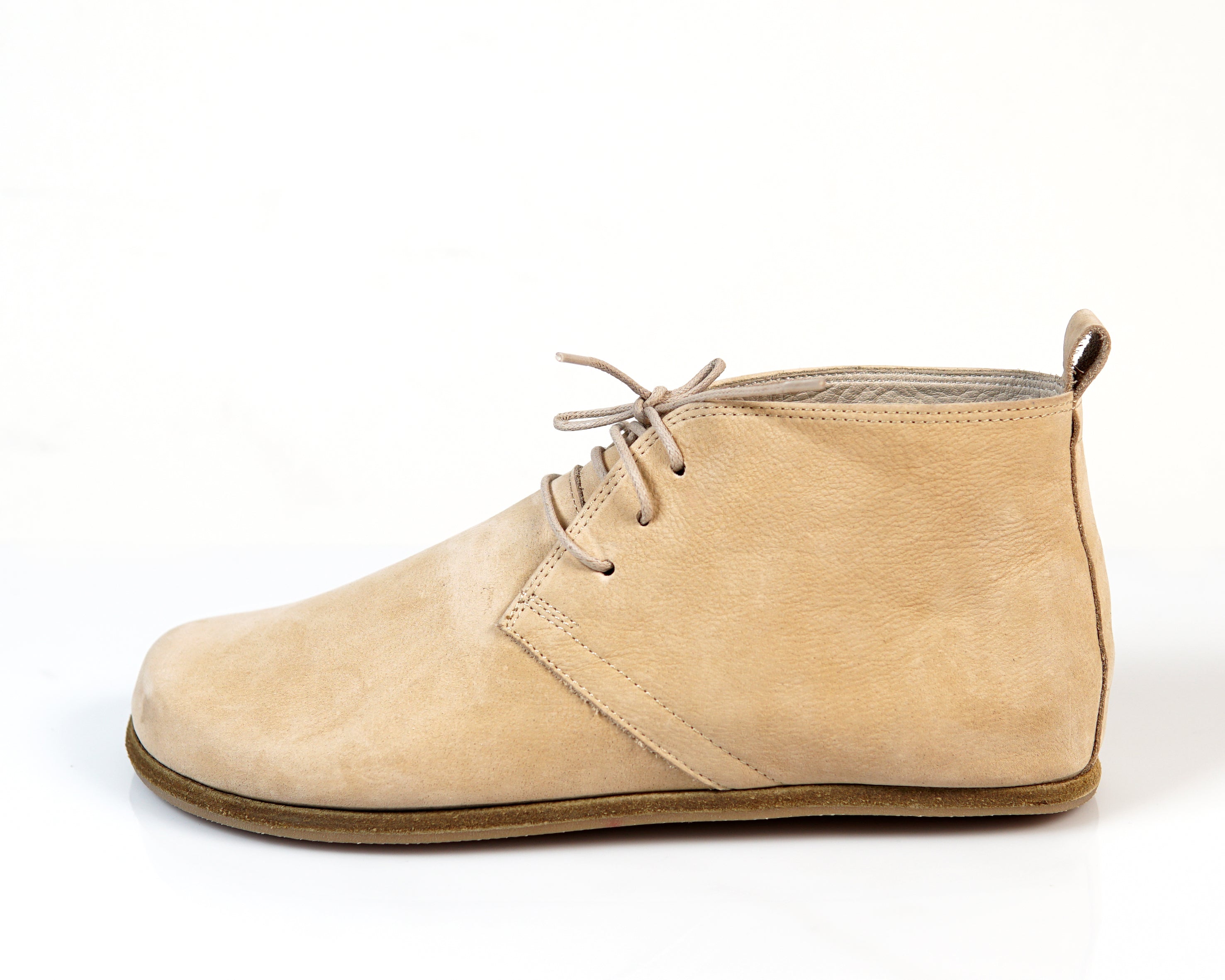 Cream Ankle Boots Wide Barefoot Nubuck Leather Handmade Shoes