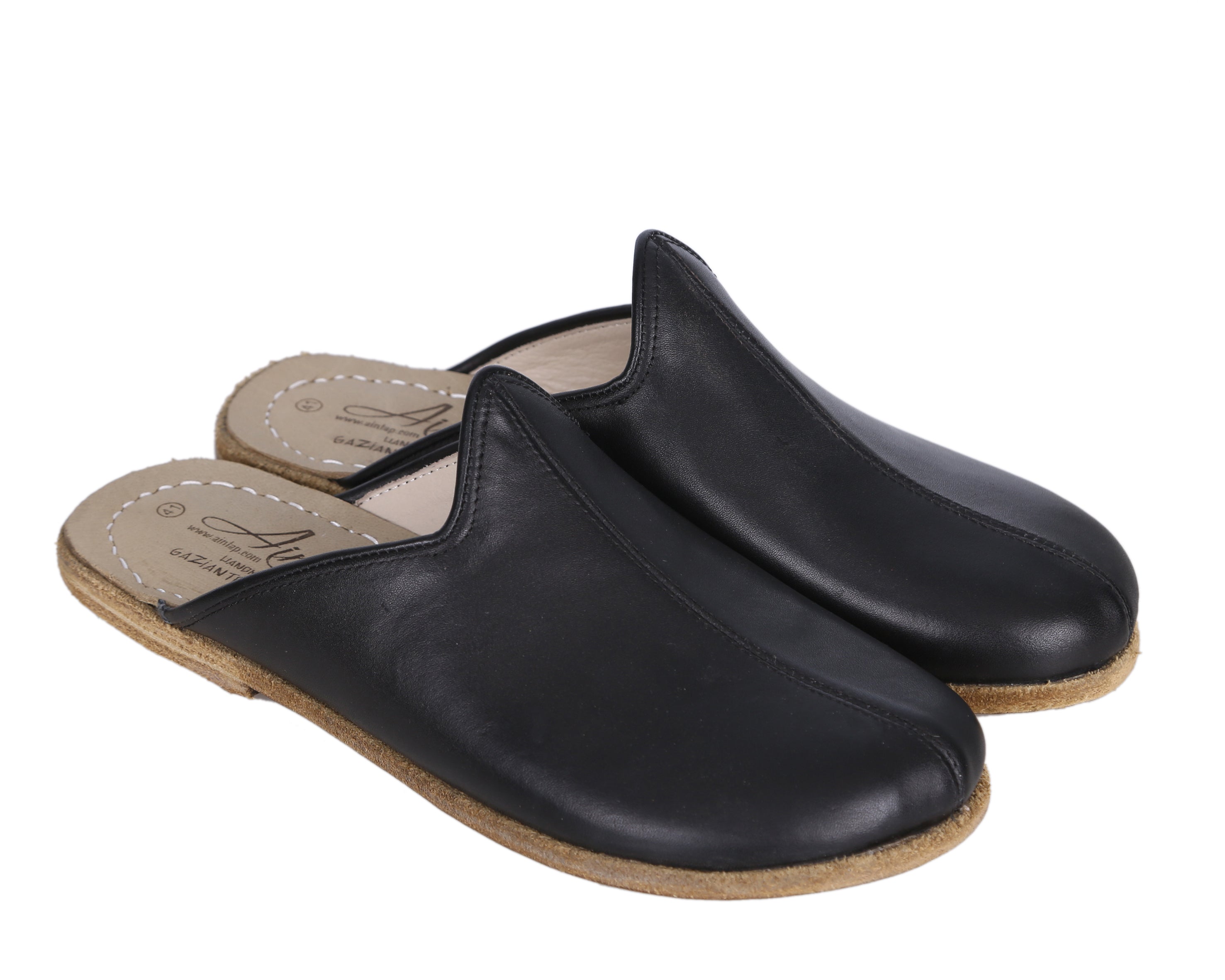 Black Sandal Wide Barefoot Smooth Leather Handmade