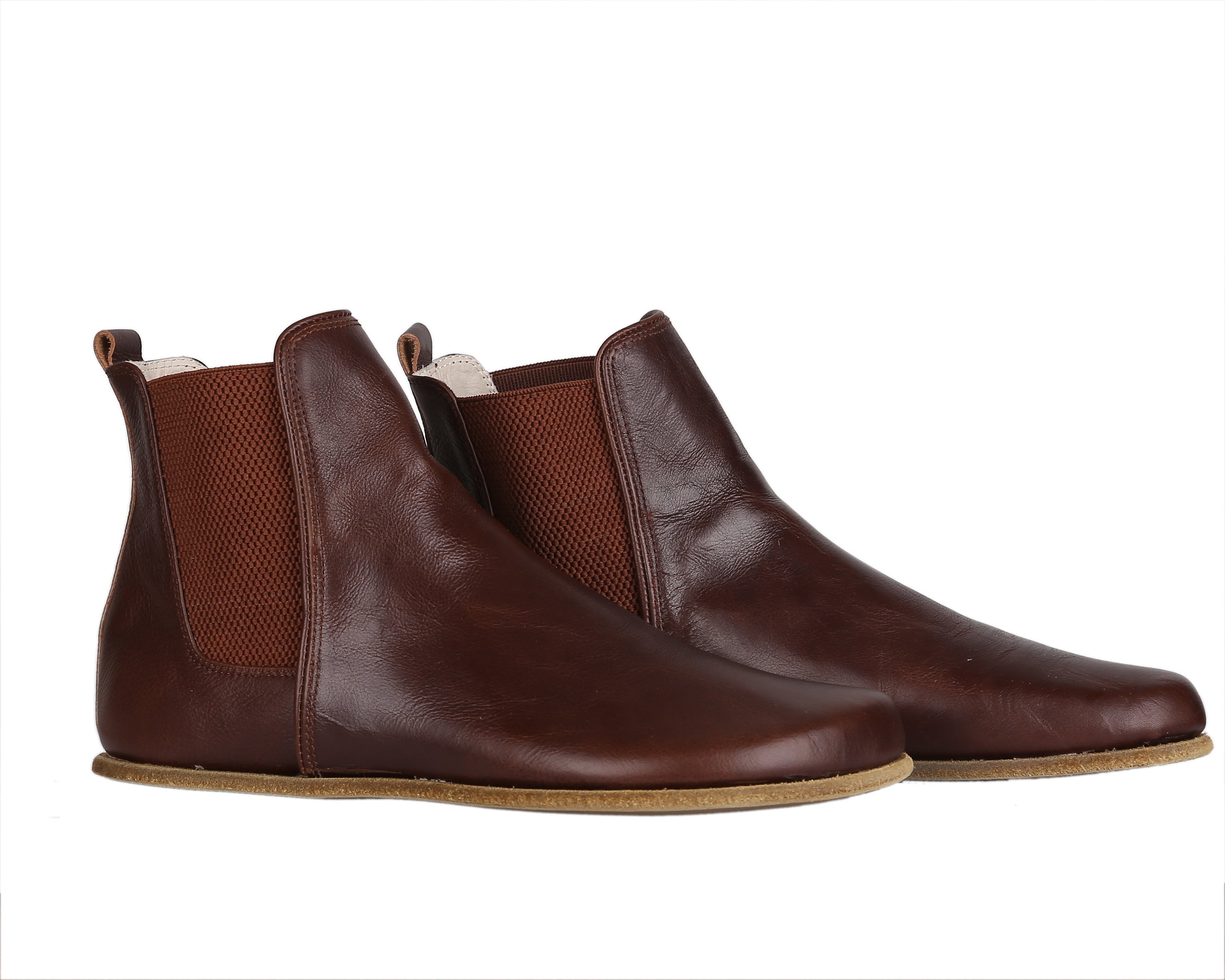 Dark Brown Chelsea Boots Wide Barefoot Smooth Leather Handmade Shoes 