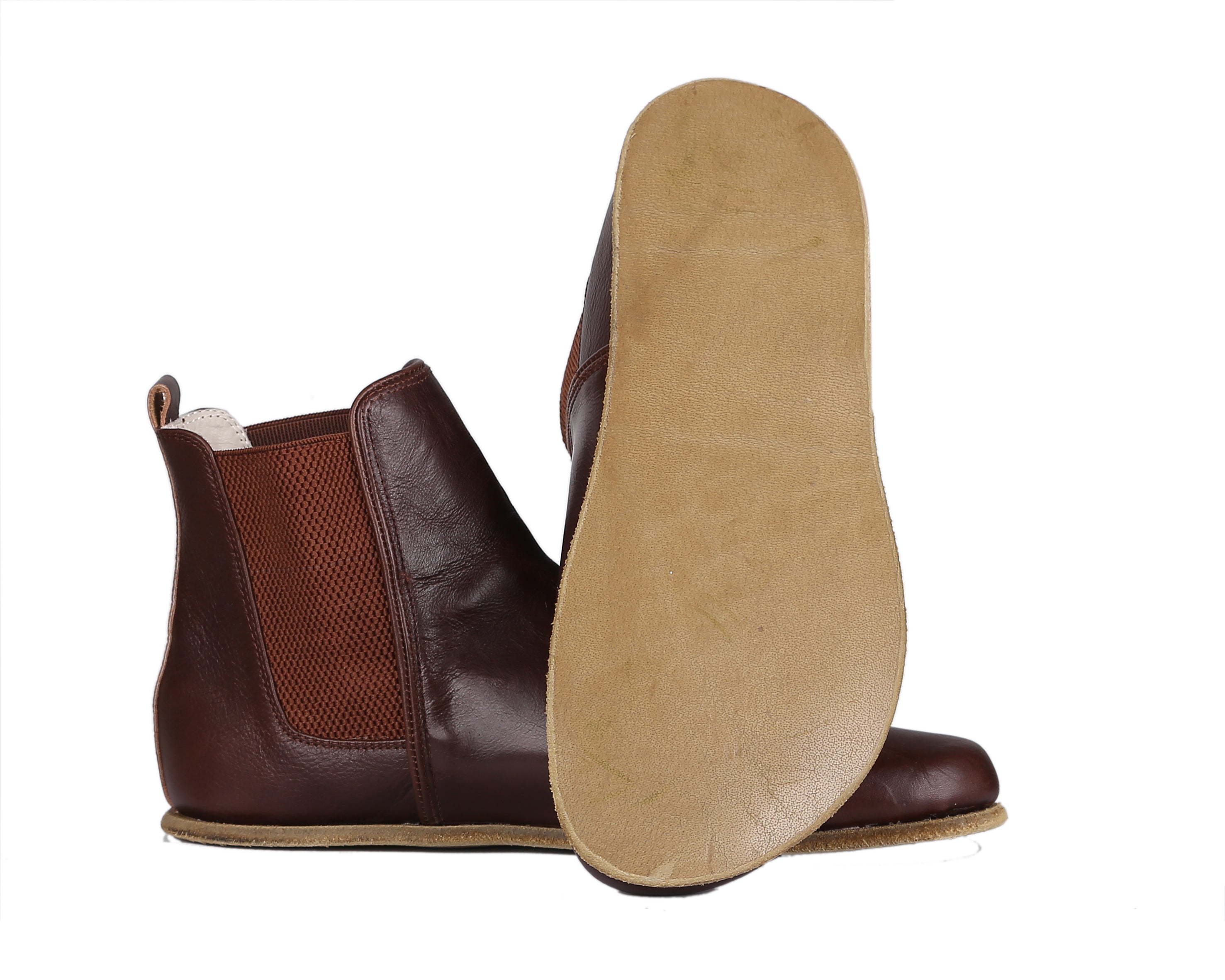 Dark Brown Chelsea Boots Wide Barefoot Smooth Leather Handmade Shoes 
