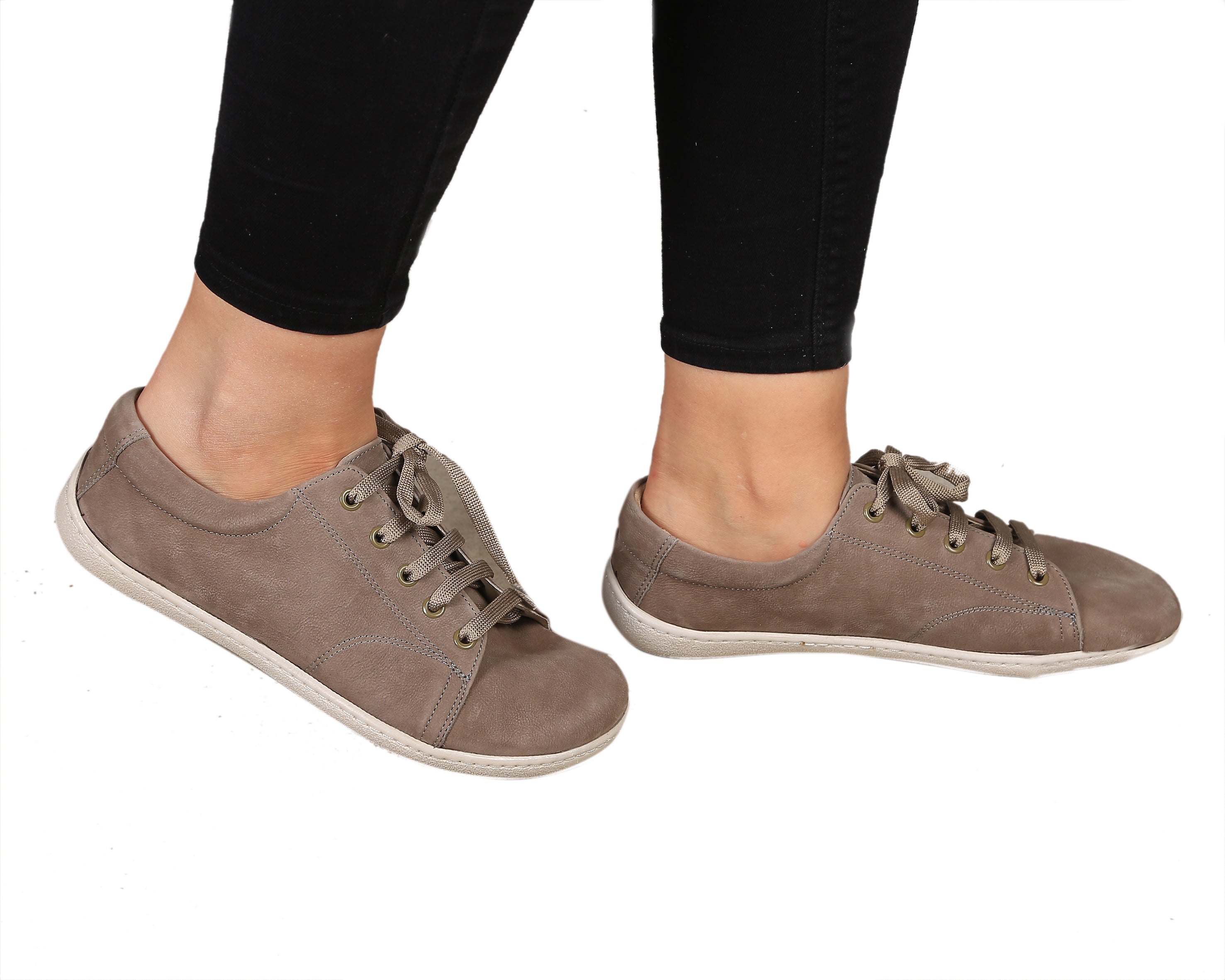 Smoked SNEAKER Wide Barefoot Shoes Nubuck Leather Handmade 6mm Rubber Outsole 
