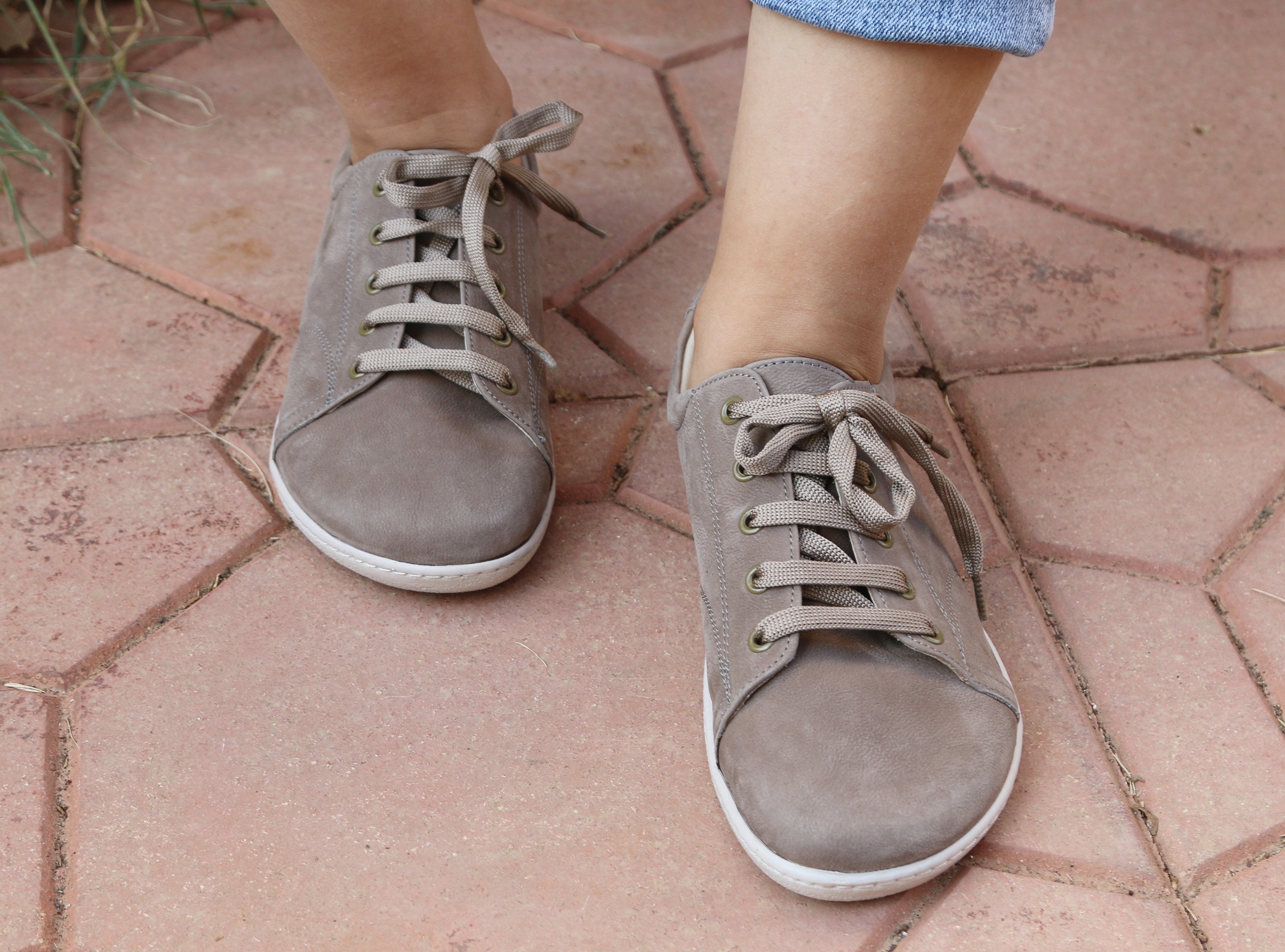 Smoked SNEAKER Wide Barefoot Shoes Nubuck Leather Handmade 6mm Rubber Outsole 