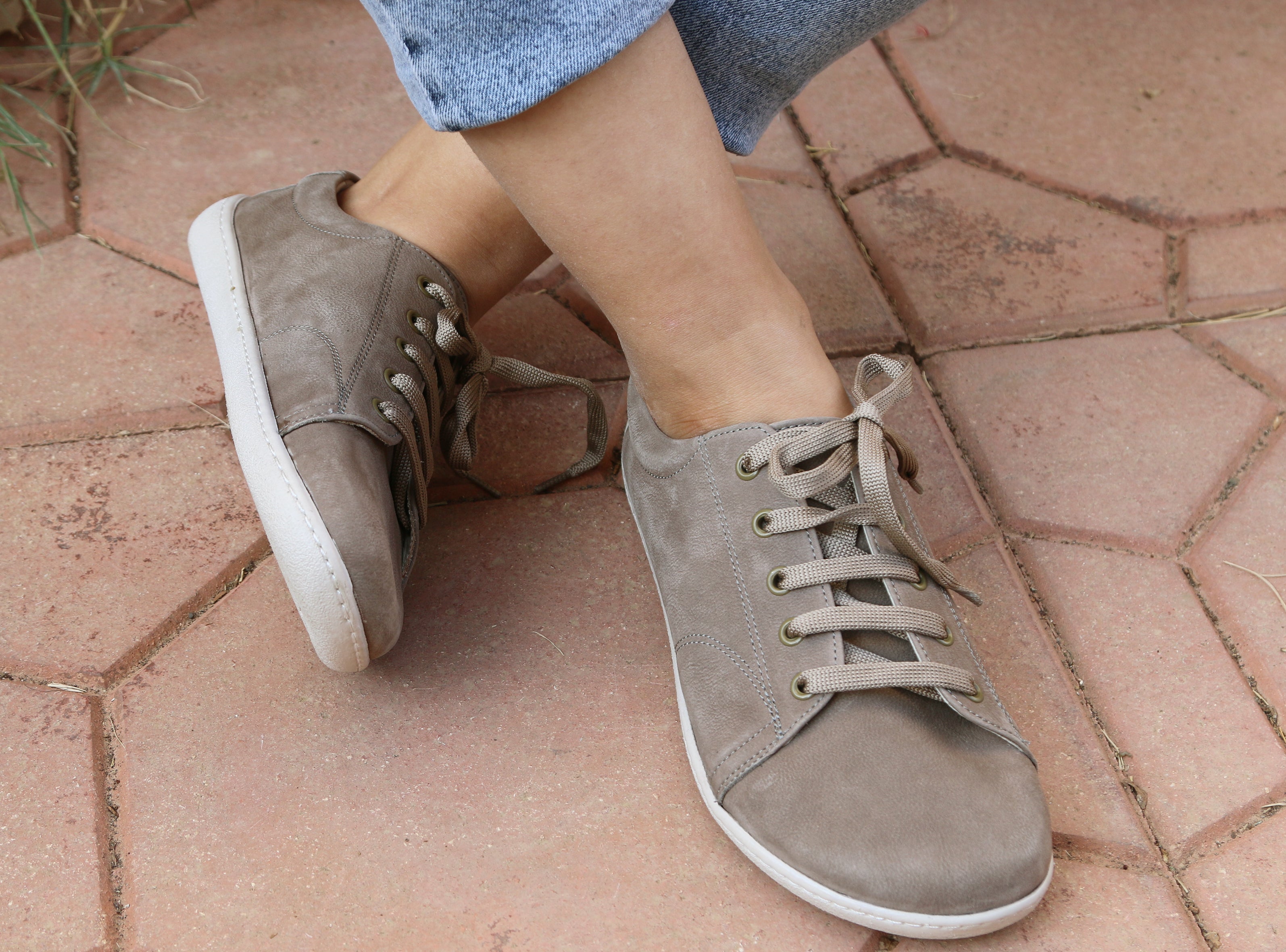 Smoked SNEAKER Wide Barefoot Shoes Nubuck Leather Handmade 6mm Rubber Outsole 
