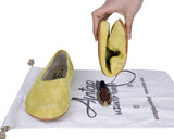 Yellow Women Flat Ballets Wide Barefoot Suede Leather Handmade Women Flat Ballets