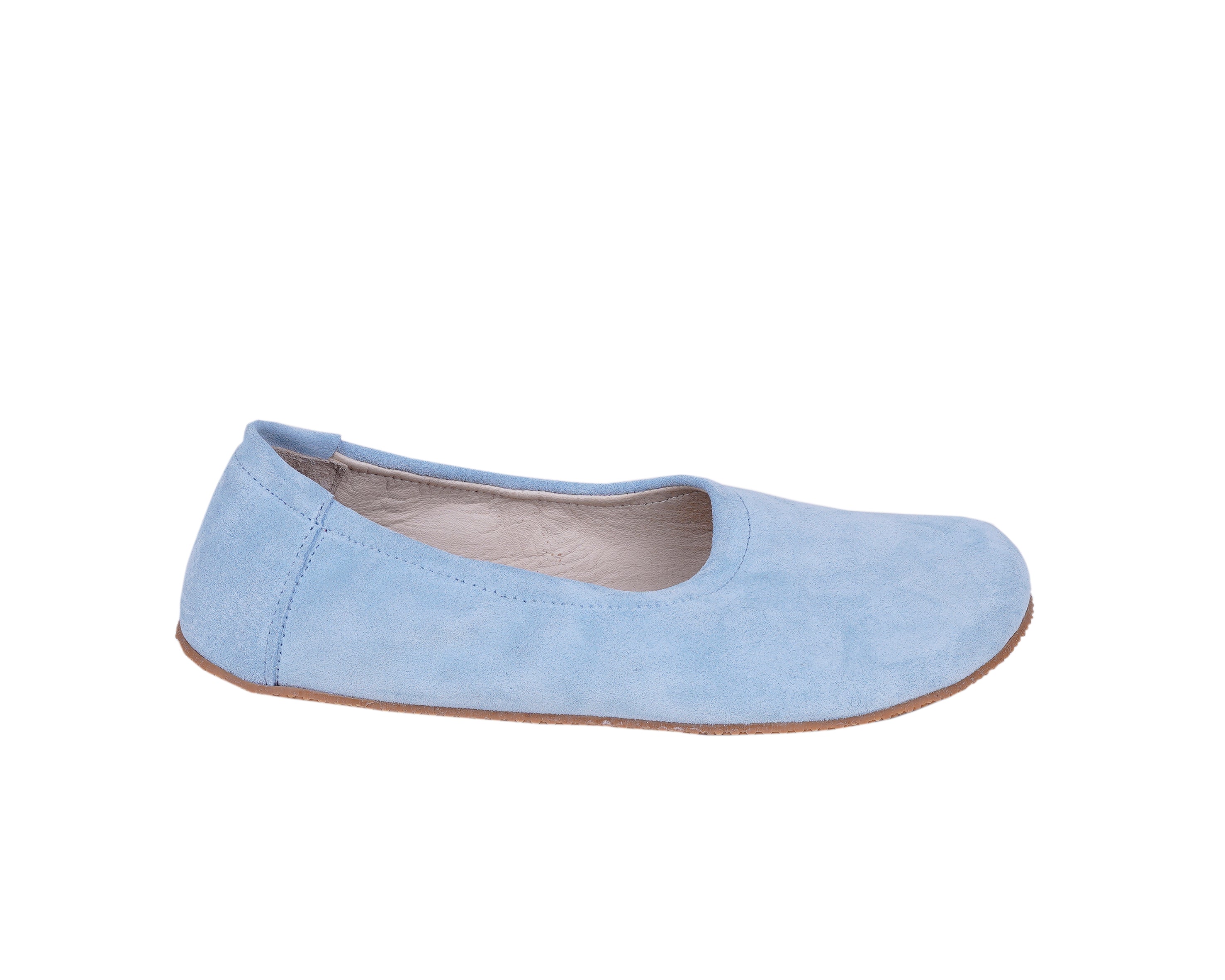 Baby Blue Women Flat Ballets Wide Barefoot Suede Leather Handmade