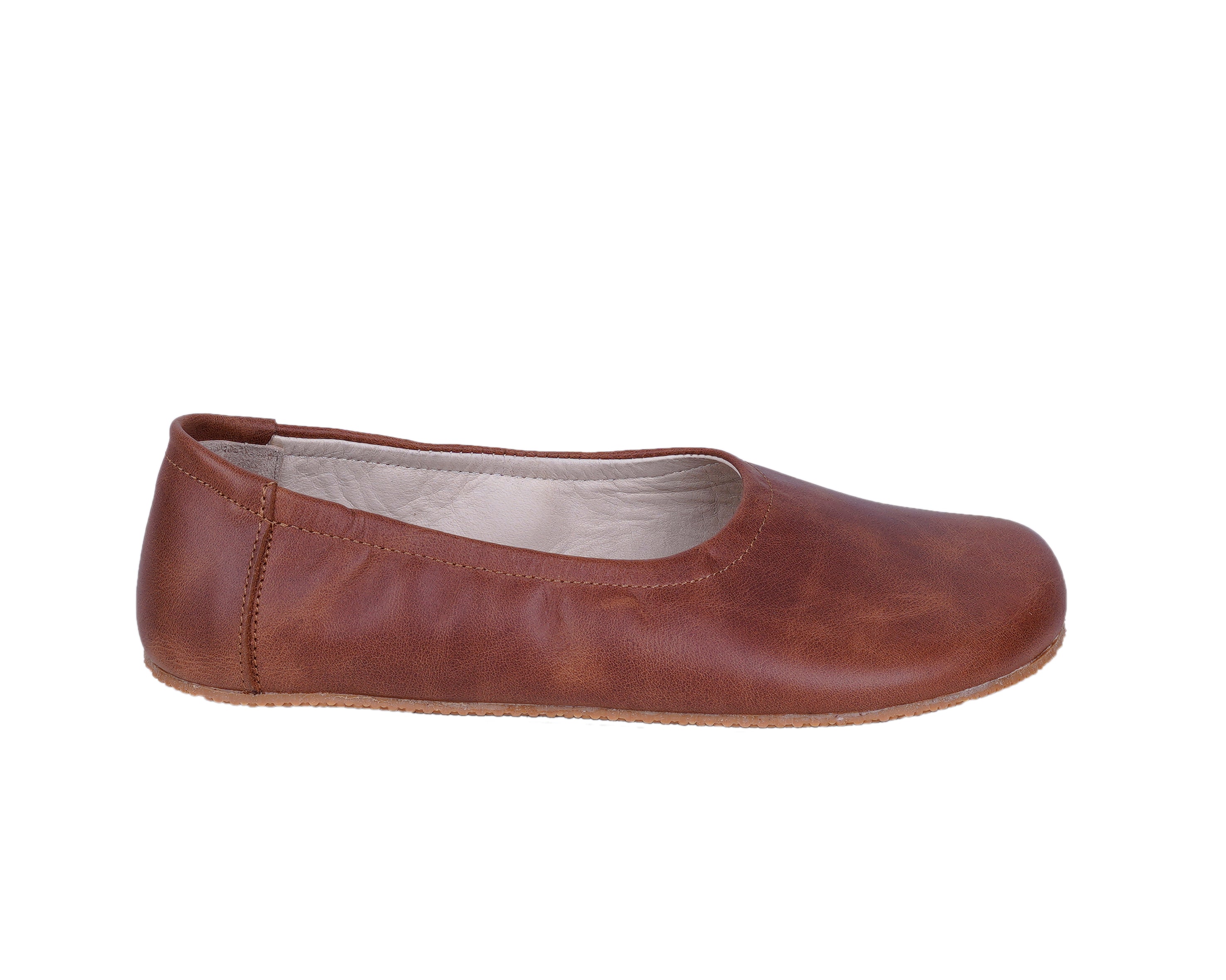 Brown Women Flat Ballets Wide Barefoot Crazy Leather Handmade Women Flat Ballets