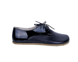 Matte and Glossy Black Oxford Wide Barefoot Patent Leather Handmade Shoes Oxford Leather Outsole