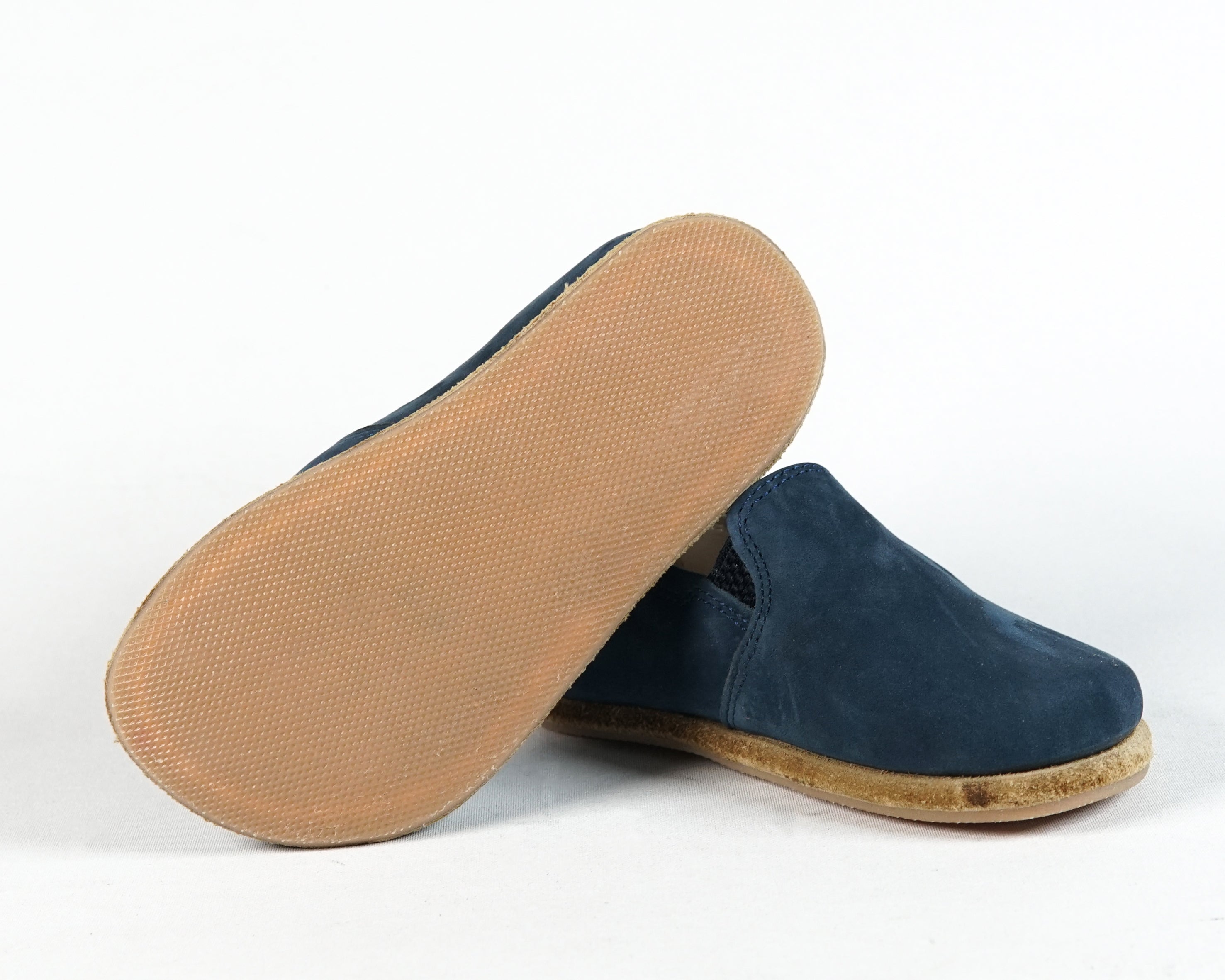 Jeans Kids Slip-On Wide Barefoot Shoes Nubuck Leather Handmade Leather & Rubber Sole 