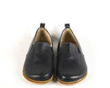 Black Kids Slip-On Wide Barefoot Shoes Smooth Leather Handmade Leather & Rubber Sole 