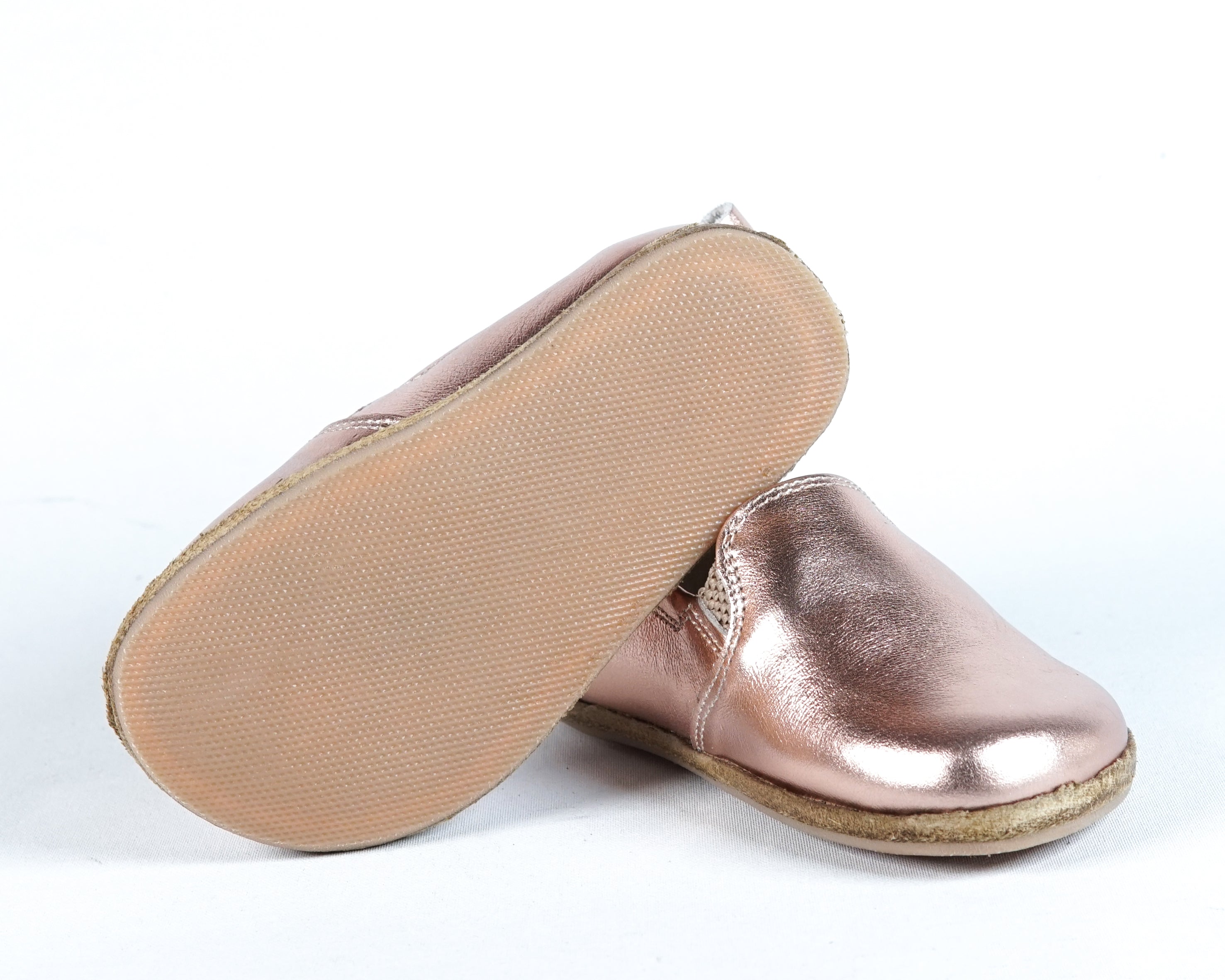 Rose Kids Slip-On Wide Barefoot Shoes Smooth Leather Handmade Leather & Rubber Sole 