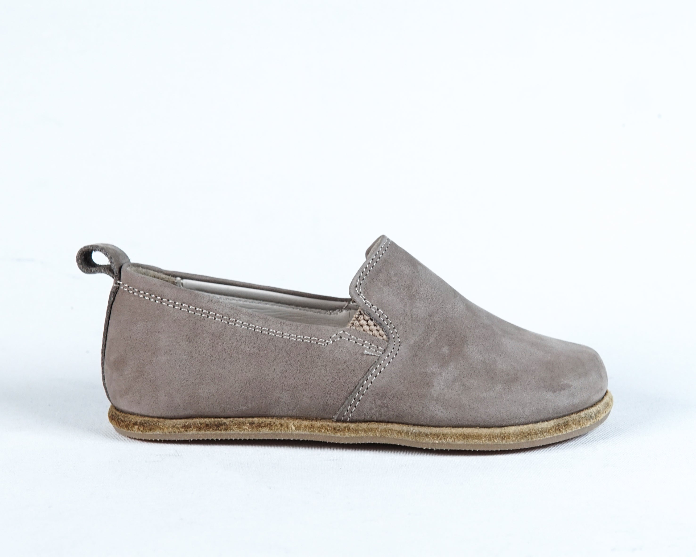 Smoked Kids Slip-On Wide Barefoot Shoes Nubuck Leather Handmade Leather & Rubber Sole