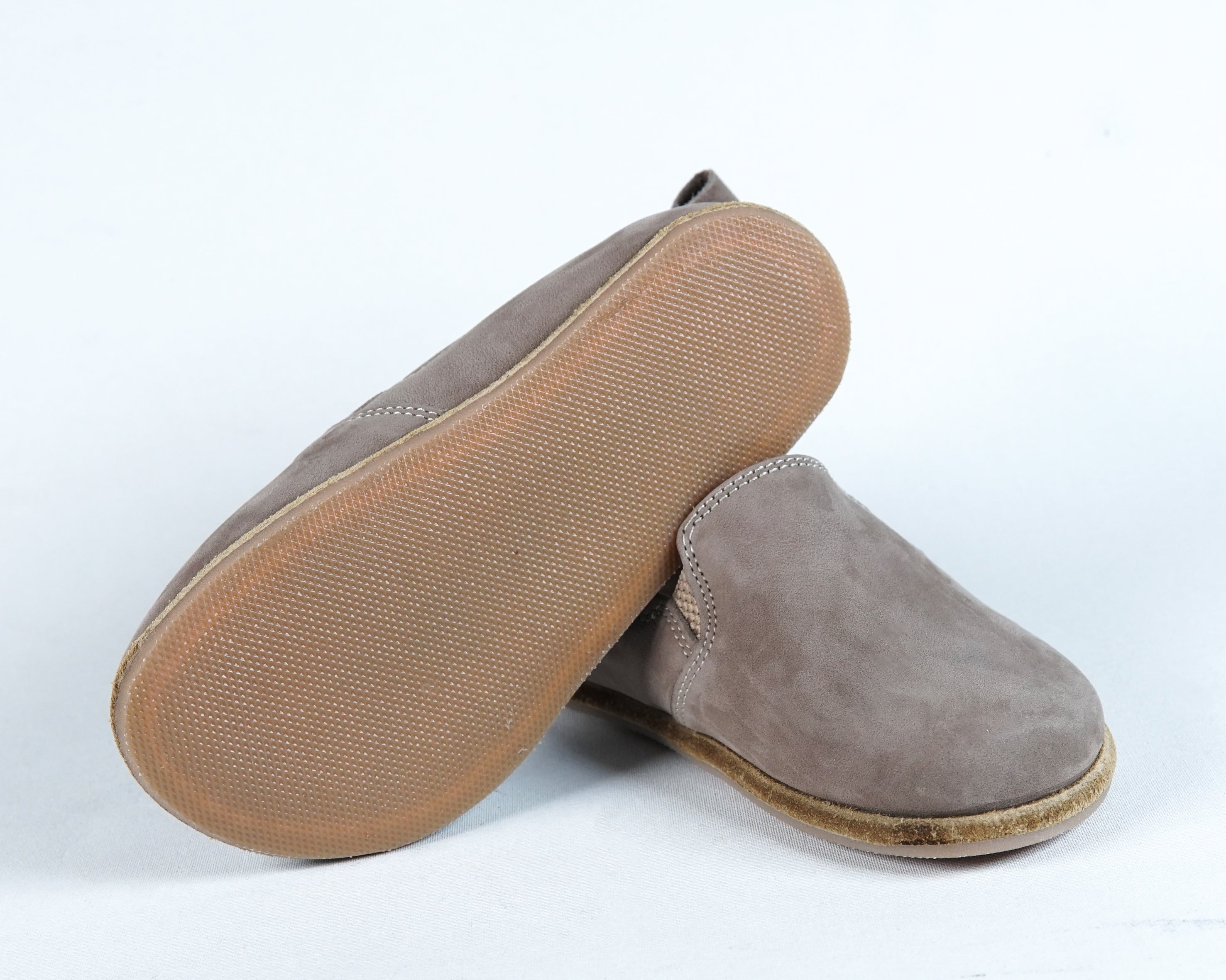 Smoked Kids Slip-On Wide Barefoot Shoes Nubuck Leather Handmade Leather & Rubber Sole