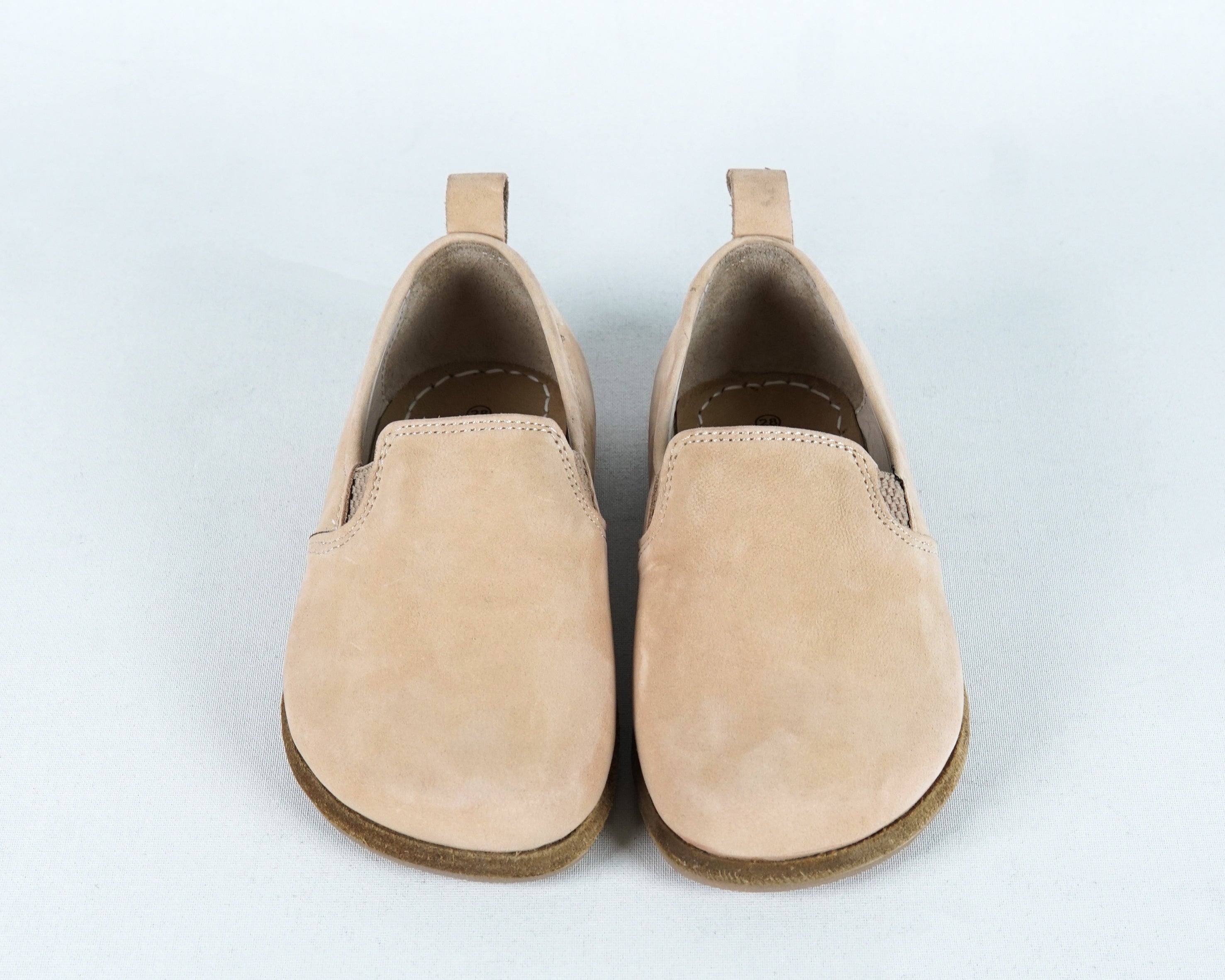 Cream Kids Slip-On Wide Barefoot Shoes Nubuck Leather Handmade Leather & Rubber Sole