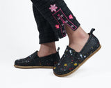 Black Kids Slip-On Wide Barefoot Shoes Smooth Leather Handmade Leather & Rubber Sole 