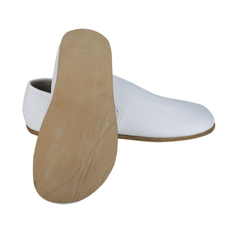 White Slip-On Wide Barefoot Smooth Leather Handmade Classic Shoes