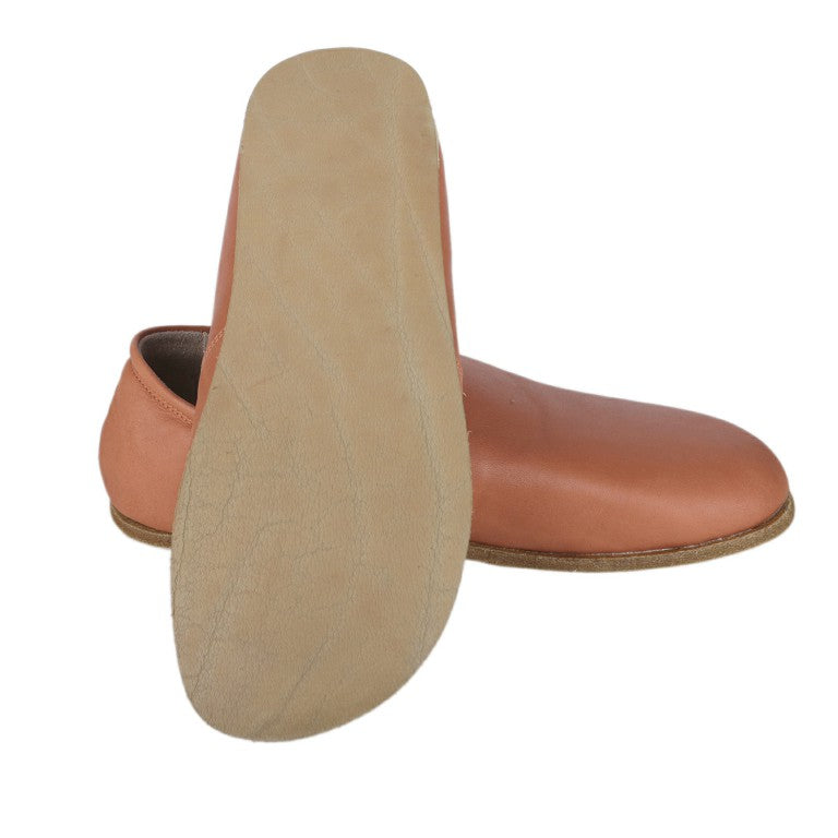 Tan Slip-On Wide Barefoot Smooth Leather Handmade Classic Shoes