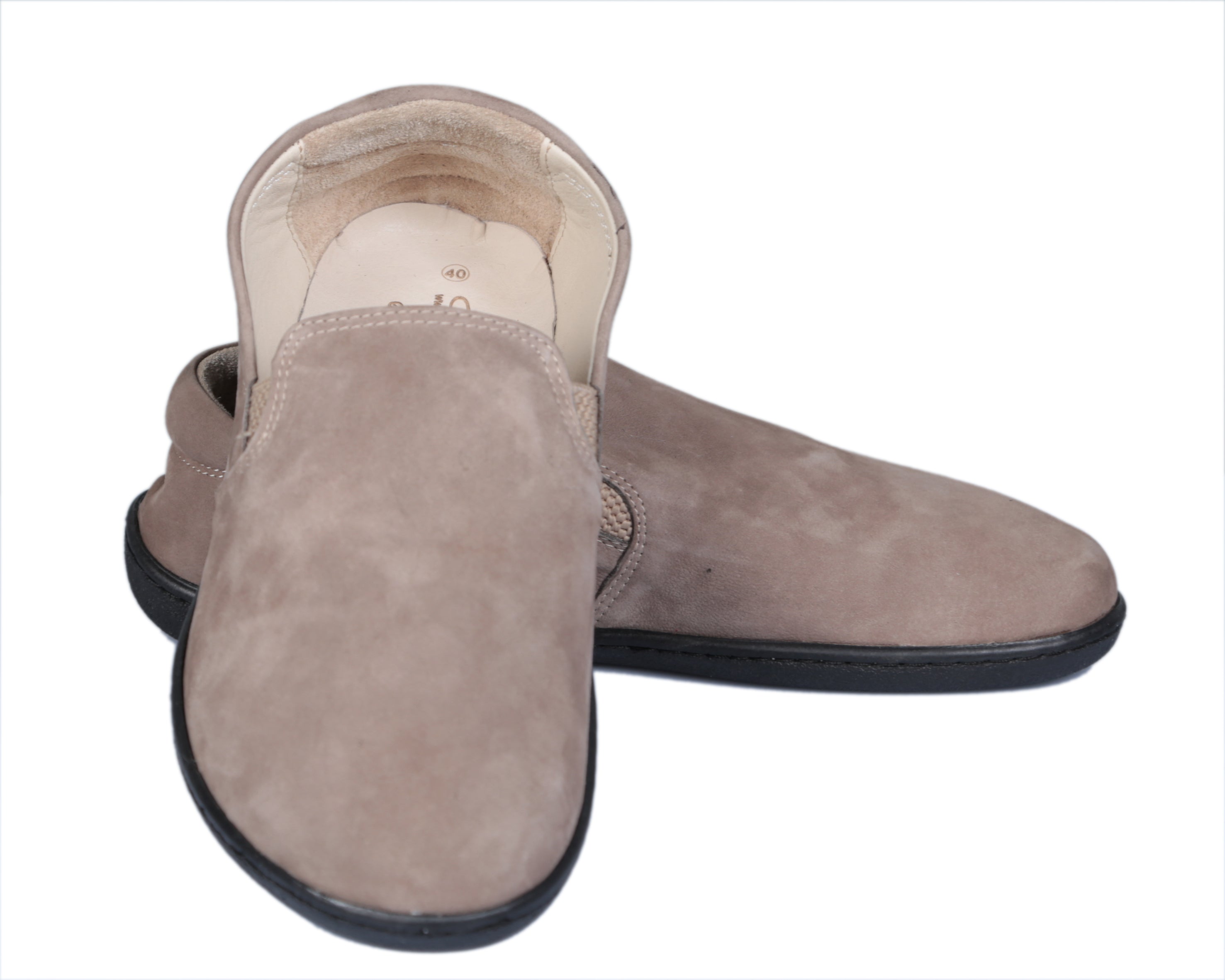 Smoked Slip-On Wide Barefoot Shoes Nubuck Leather Handmade 6mm Rubber Outsole 