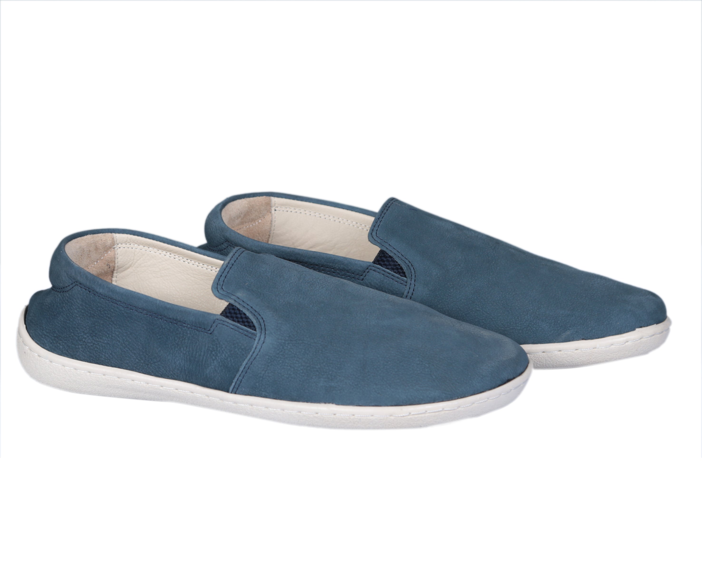 Jeans Slip-On Wide Barefoot Shoes Nubuck Leather Handmade 6mm Rubber Outsole