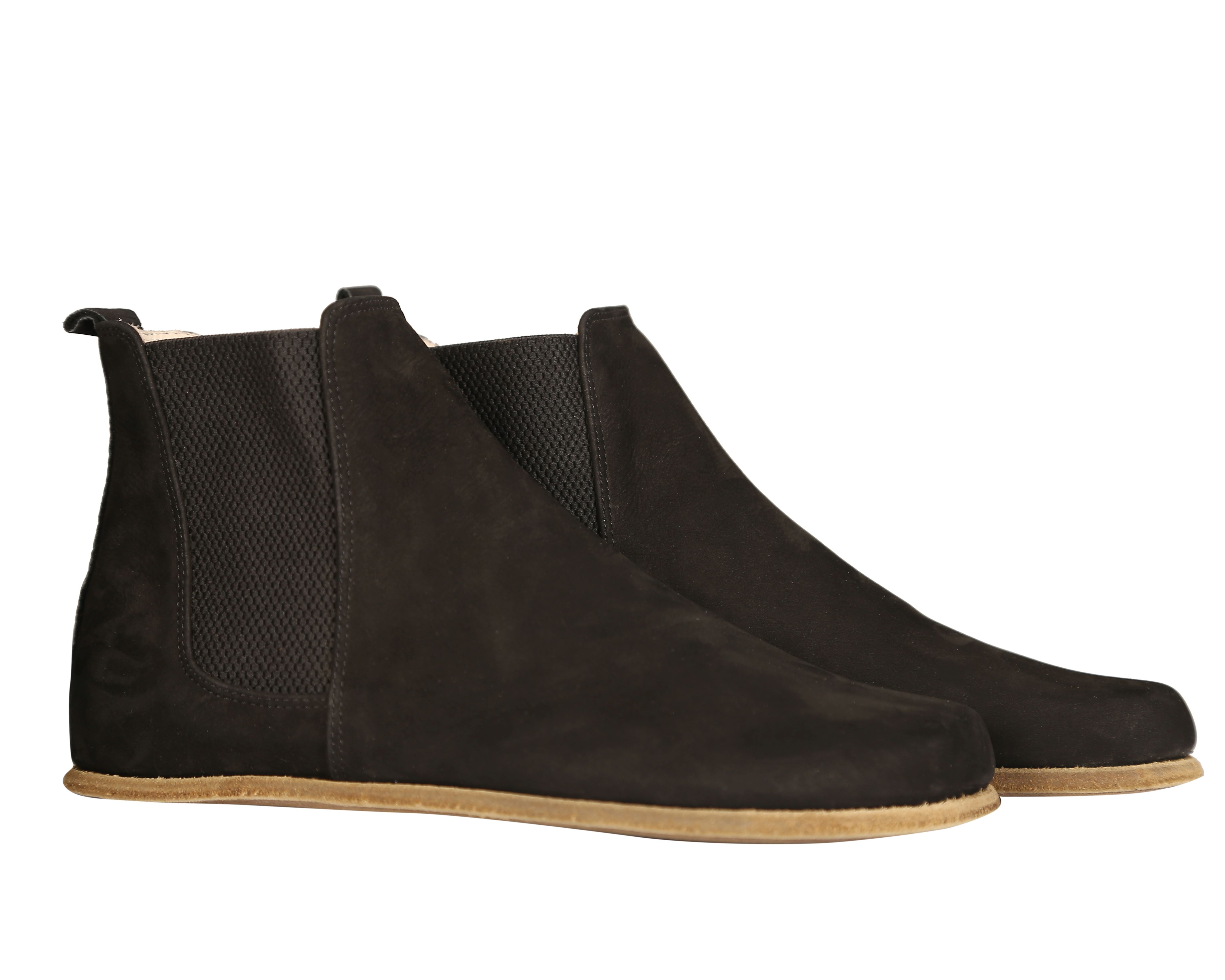 Black Chelsea Boots Wide Barefoot Nubuck Leather Handmade Shoes Chelsea Boots Leather Outsole