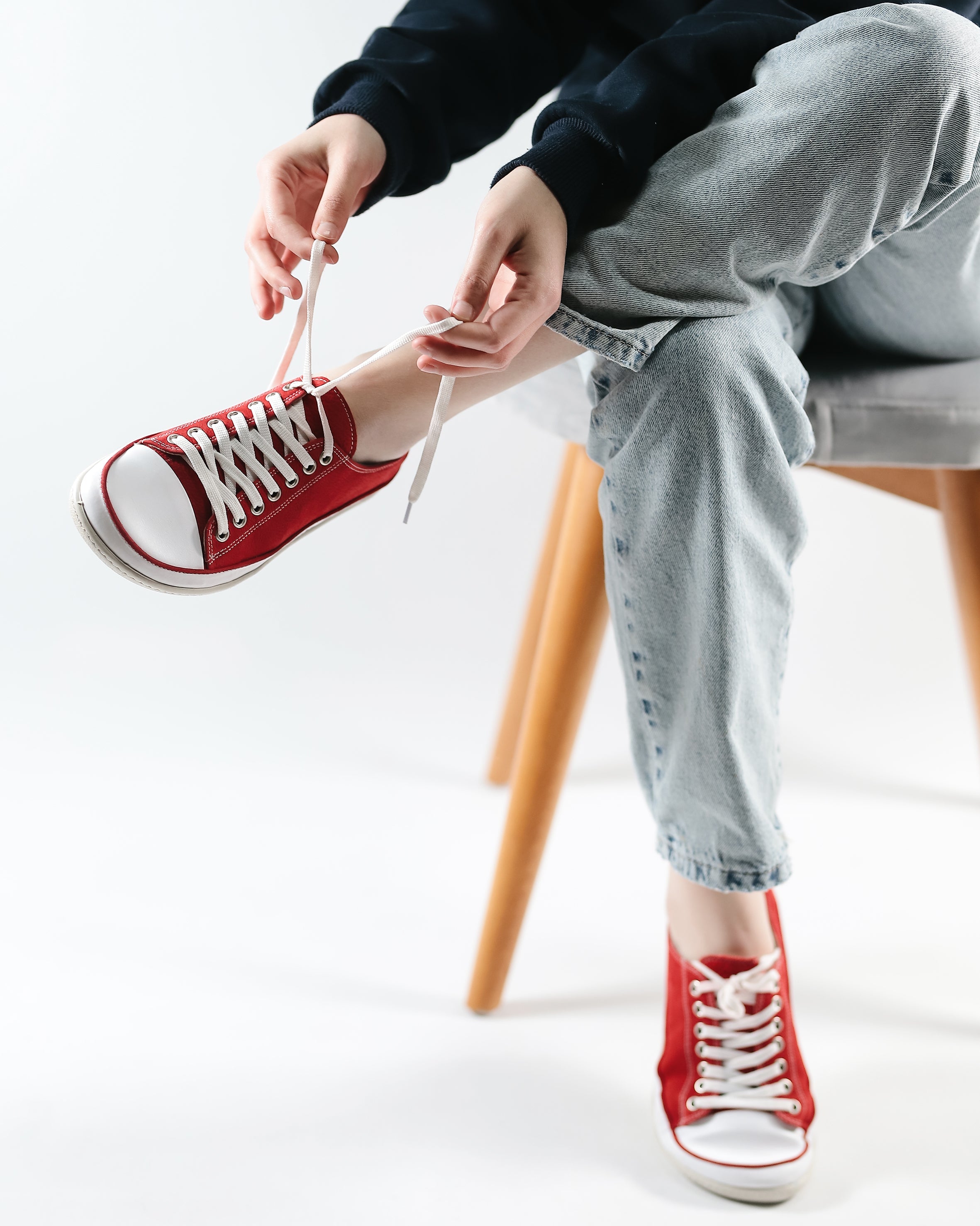Red Converse Style Wide Barefoot Shoes Nubuck Leather Handmade Rubber Outsole 