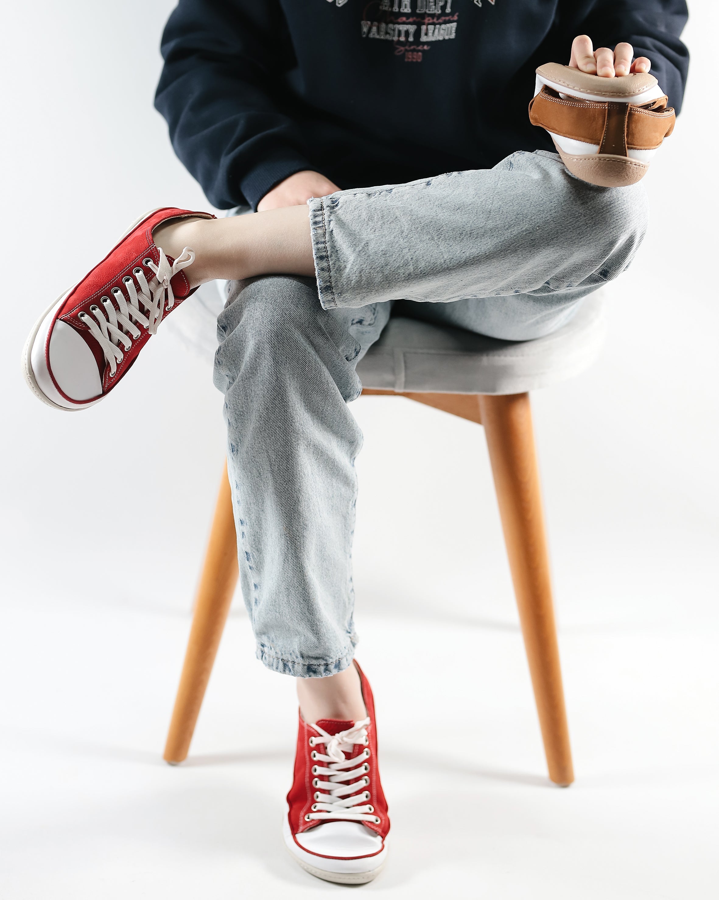 Red Converse Style Wide Barefoot Shoes Nubuck Leather Handmade Rubber Outsole 