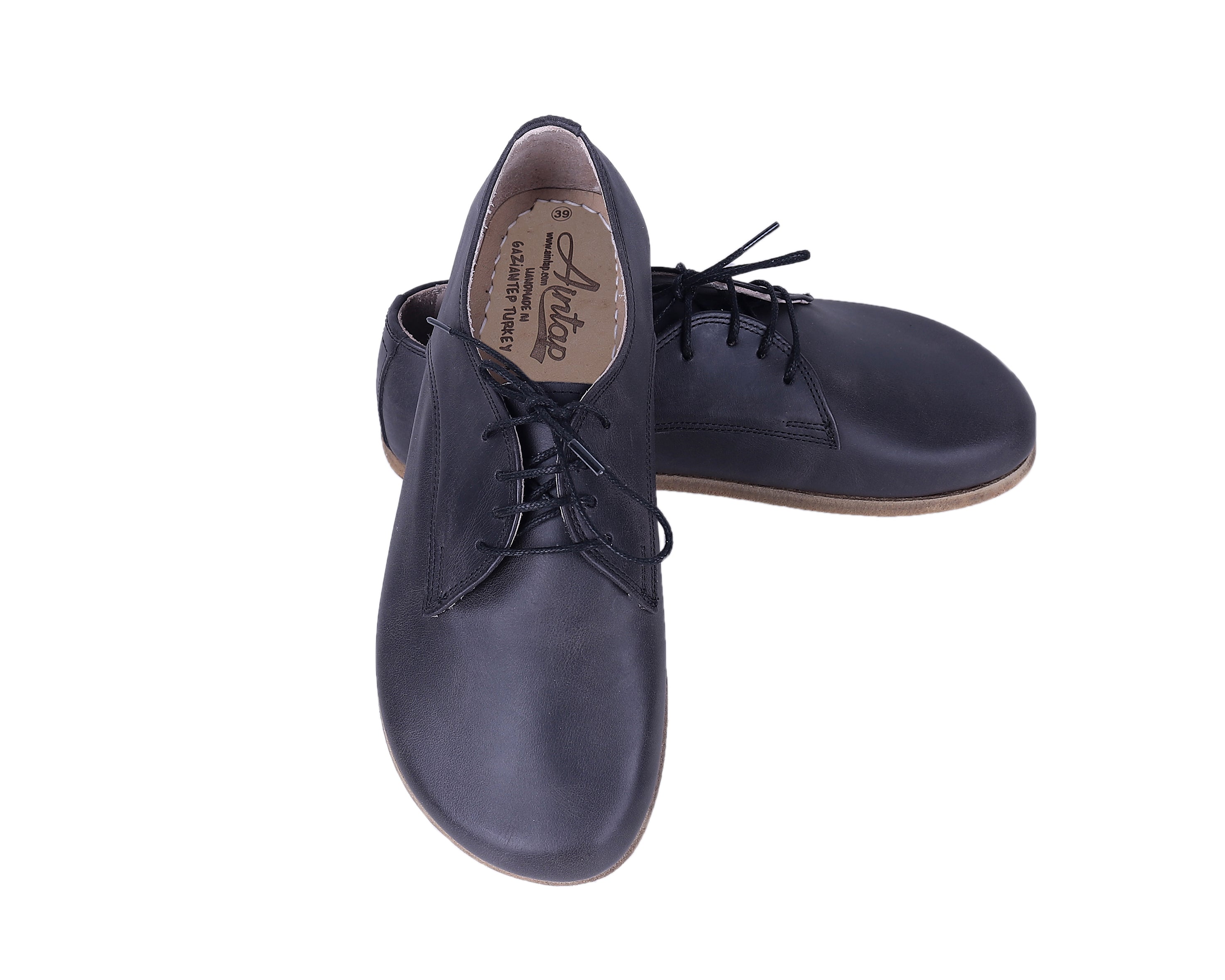 Asphalt Oxford Wide Barefoot Crazy Leather Handmade Shoes