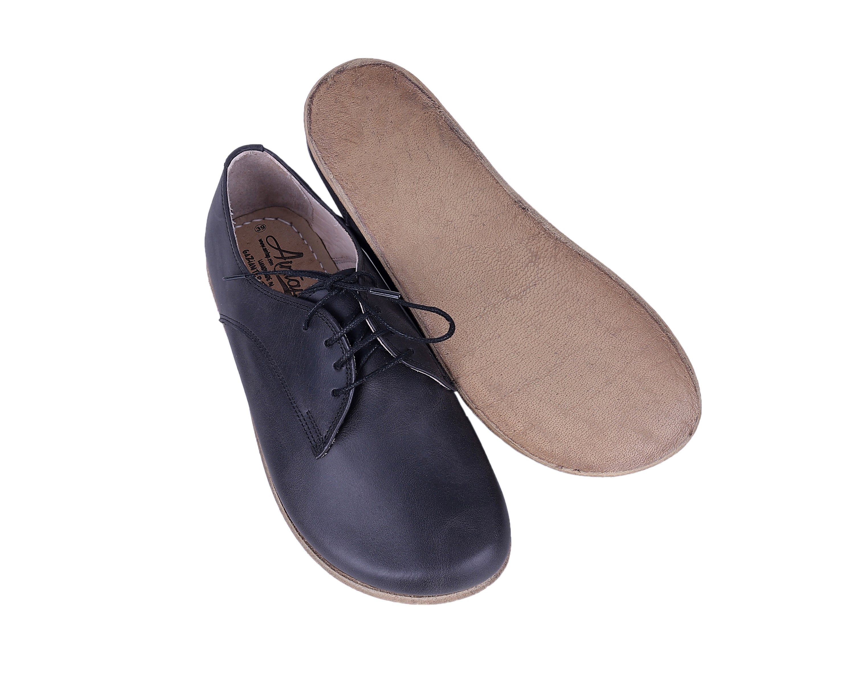 Asphalt Oxford Wide Barefoot Crazy Leather Handmade Shoes 