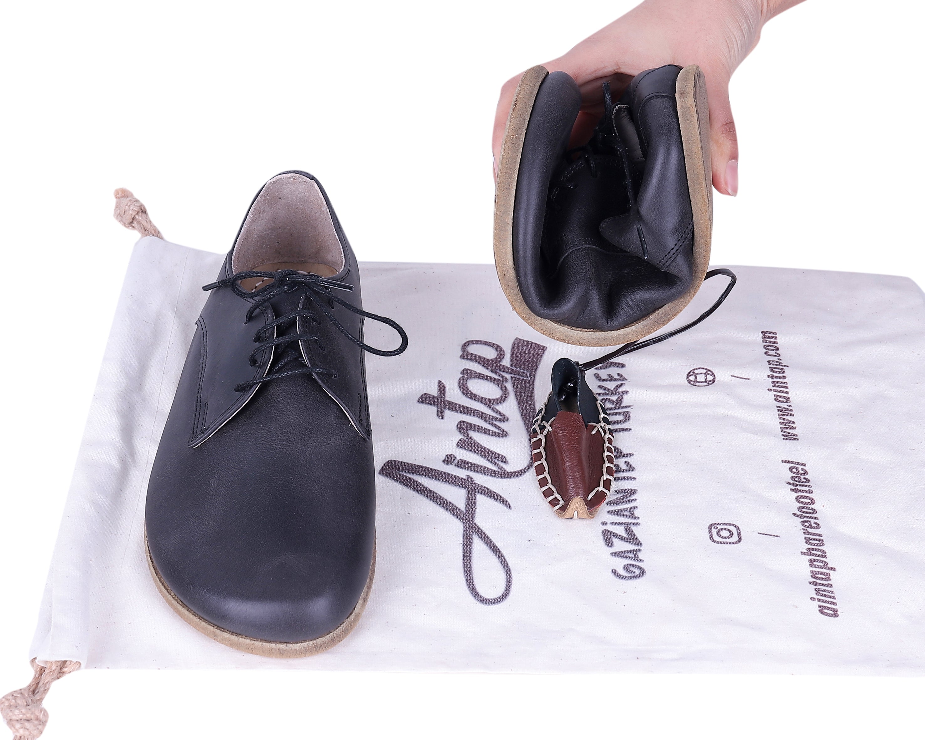 Asphalt Oxford Wide Barefoot Crazy Leather Handmade Shoes