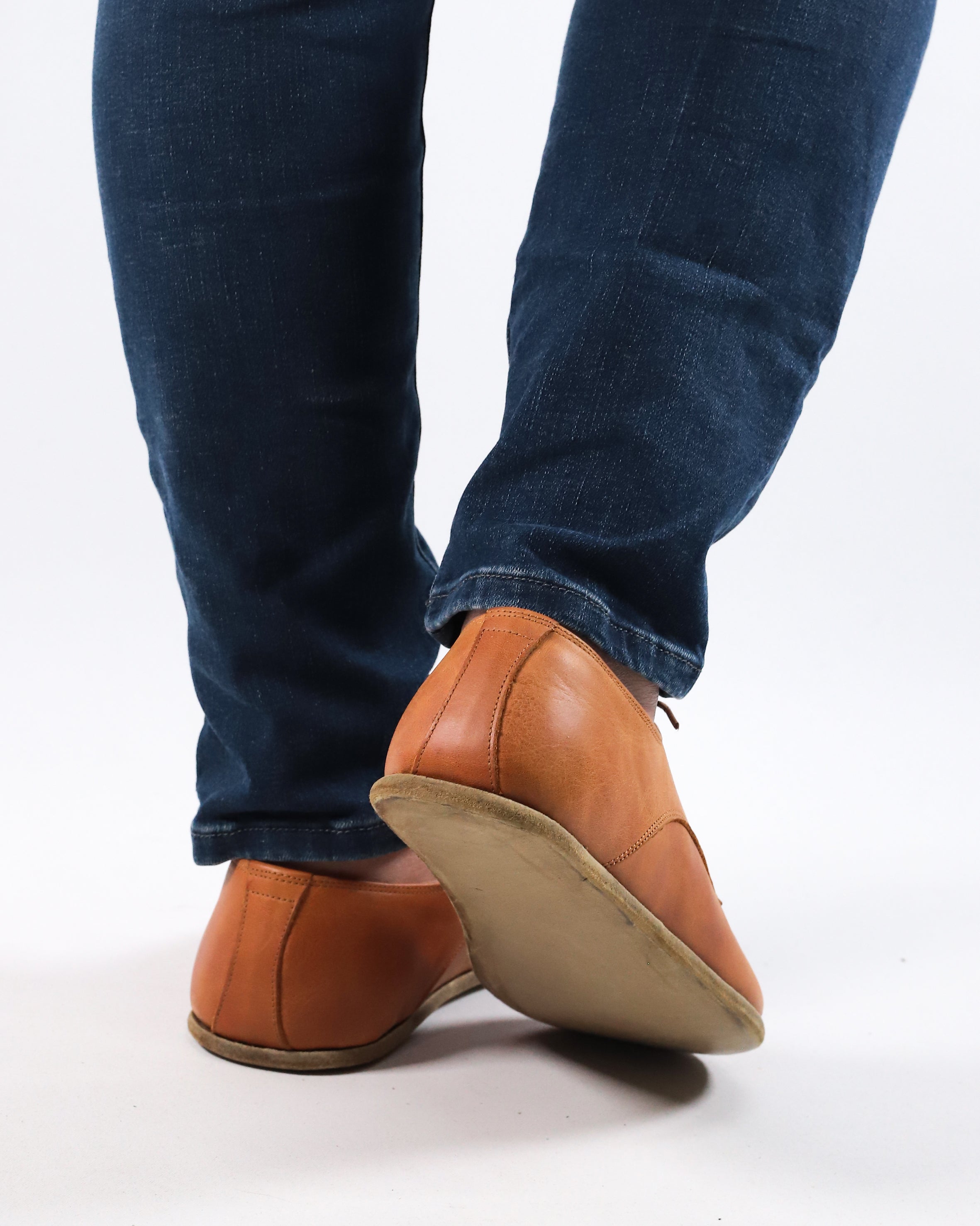 Honey Camel Oxford Wide Barefoot Crazy Leather Handmade Shoes 