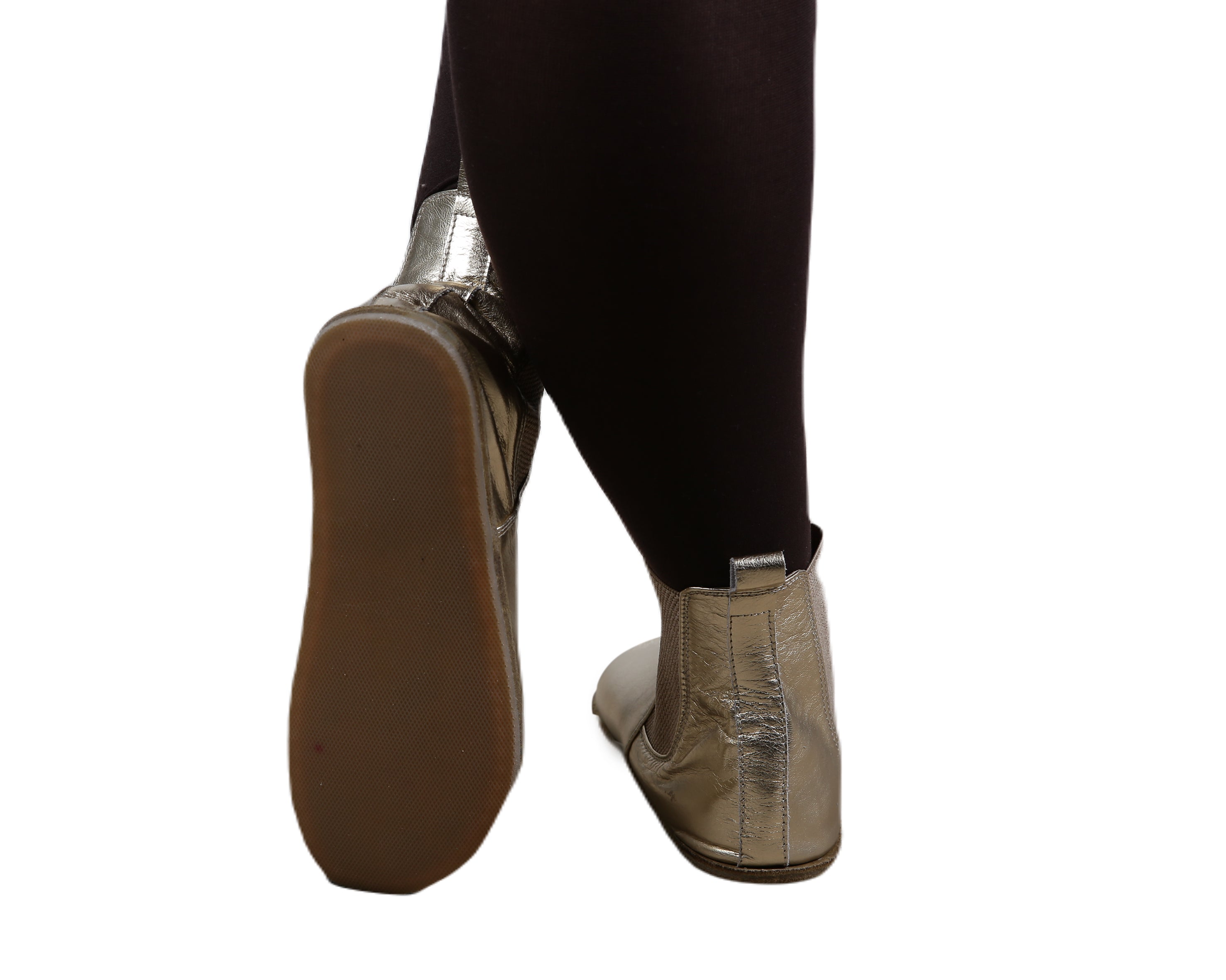 Gold Chelsea Boots Wide Barefoot Smooth Leather Handmade Shoes 