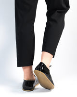 Matte and Glossy Black Oxford Wide Barefoot Patent Leather Handmade Shoes Oxford Leather Outsole